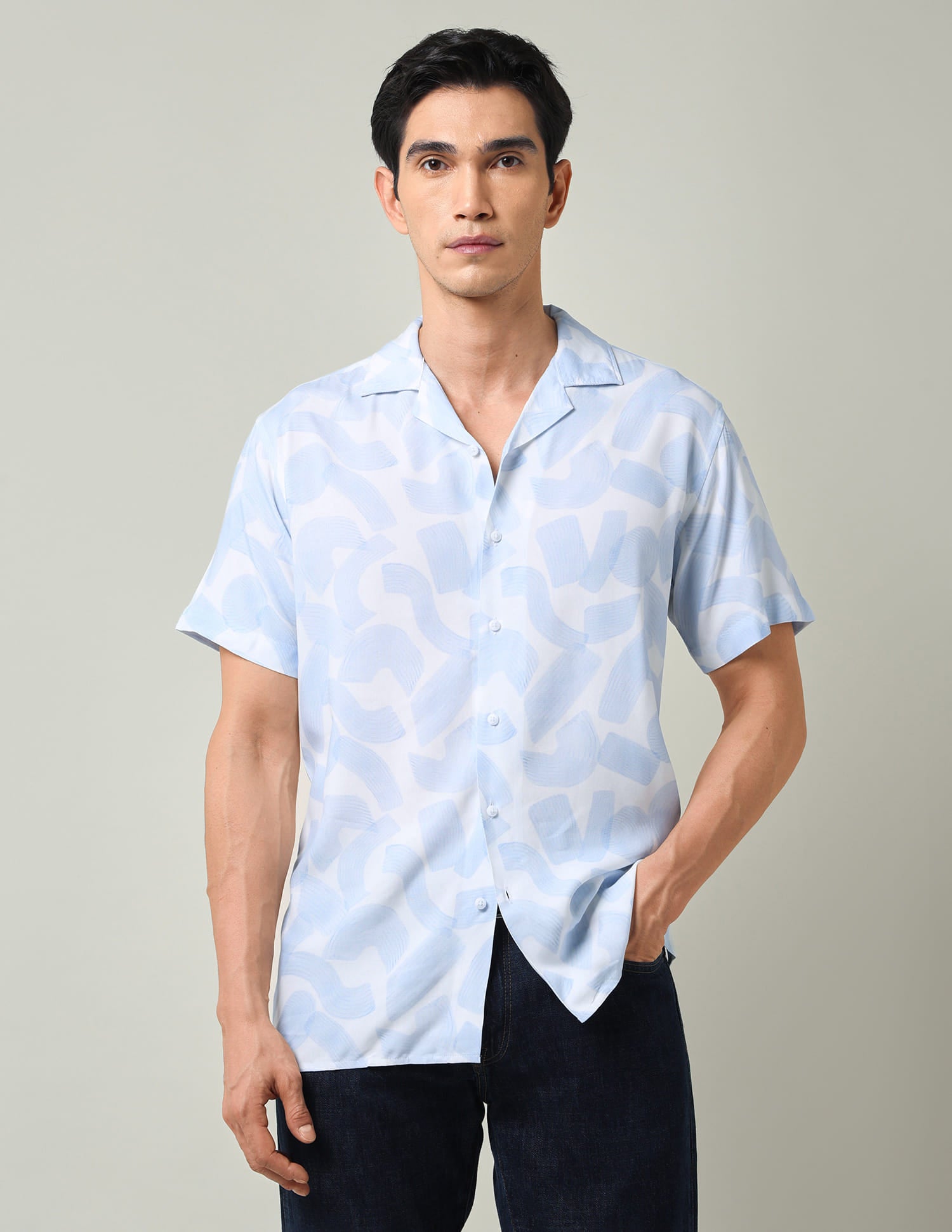 Sophisticated Geometric Print Slim Fit Shirt
