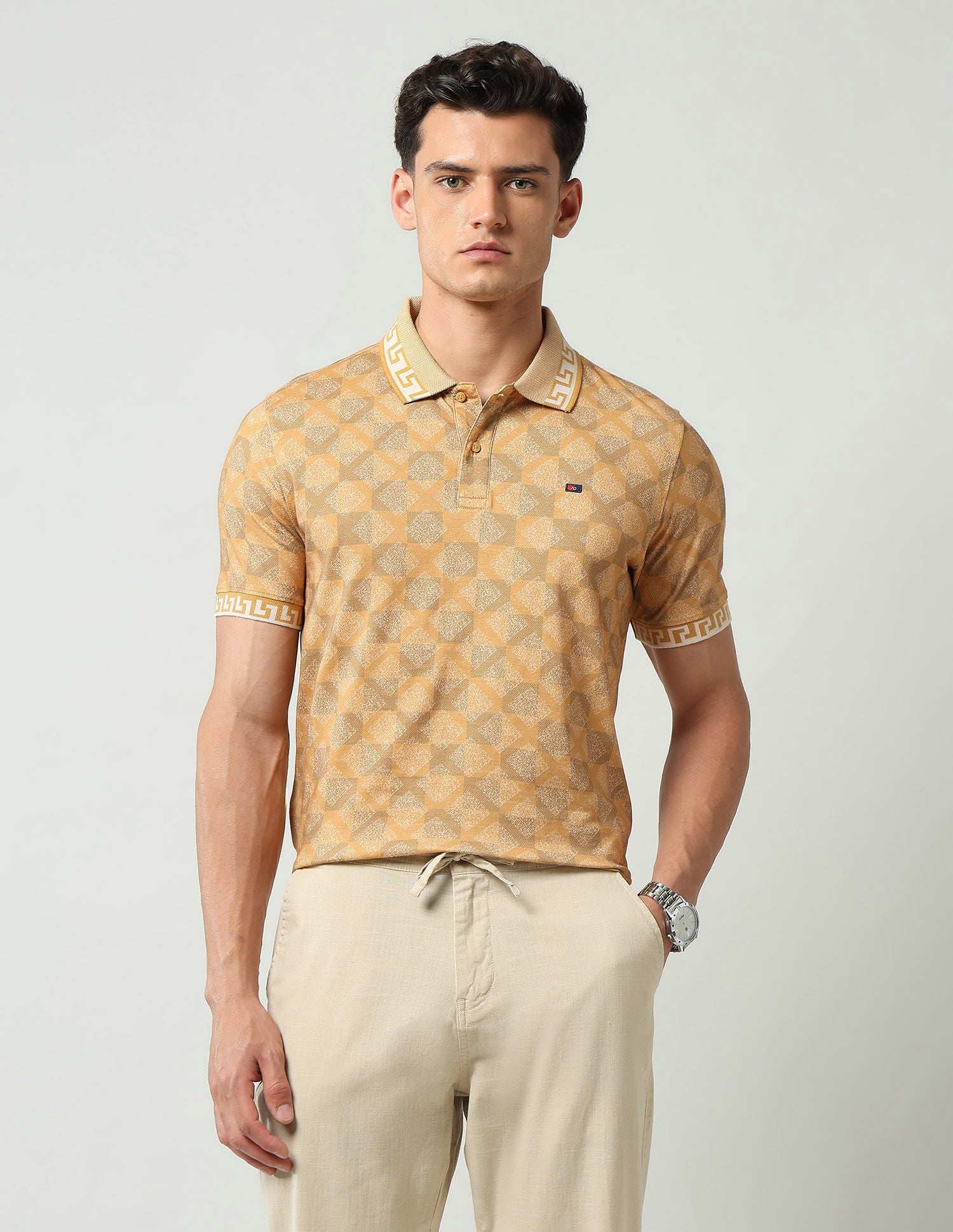 Style Edit Geometric Printed Slim Fit Polo Shirt