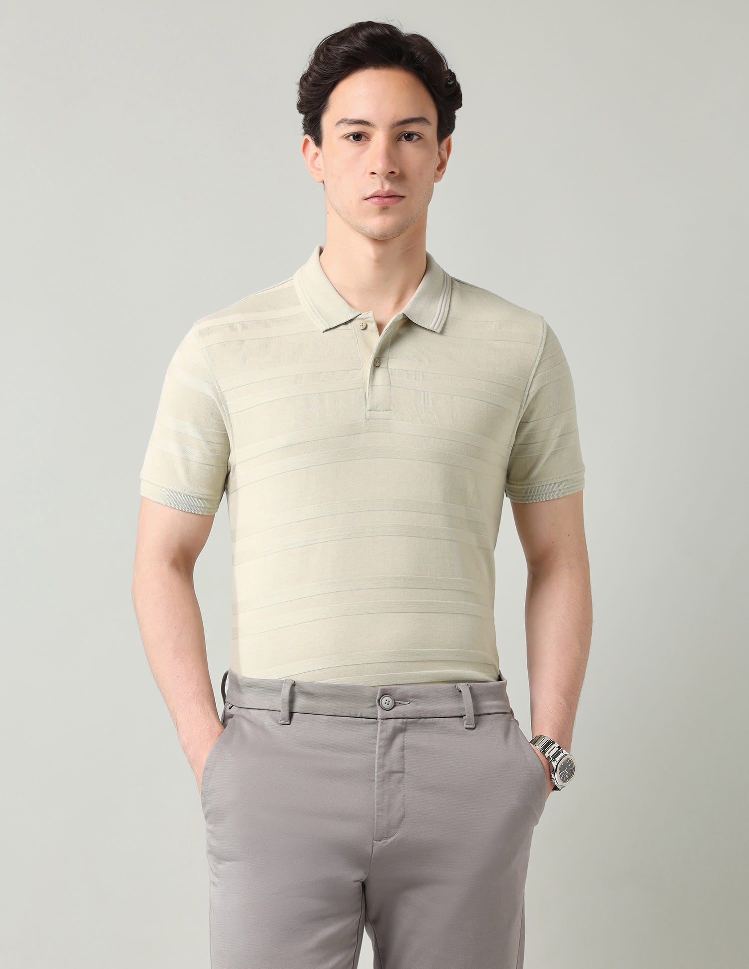 Horizontal Striped Regular Fit Polo Shirt