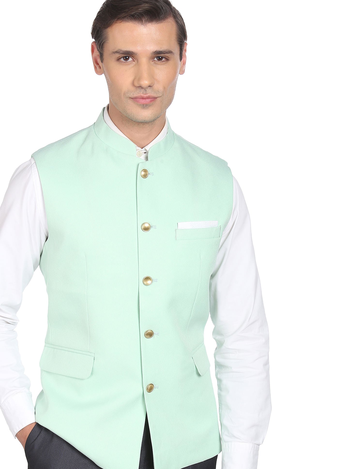 Fashion-Edged Textured Tailored Regular Fit Nehru Jacket