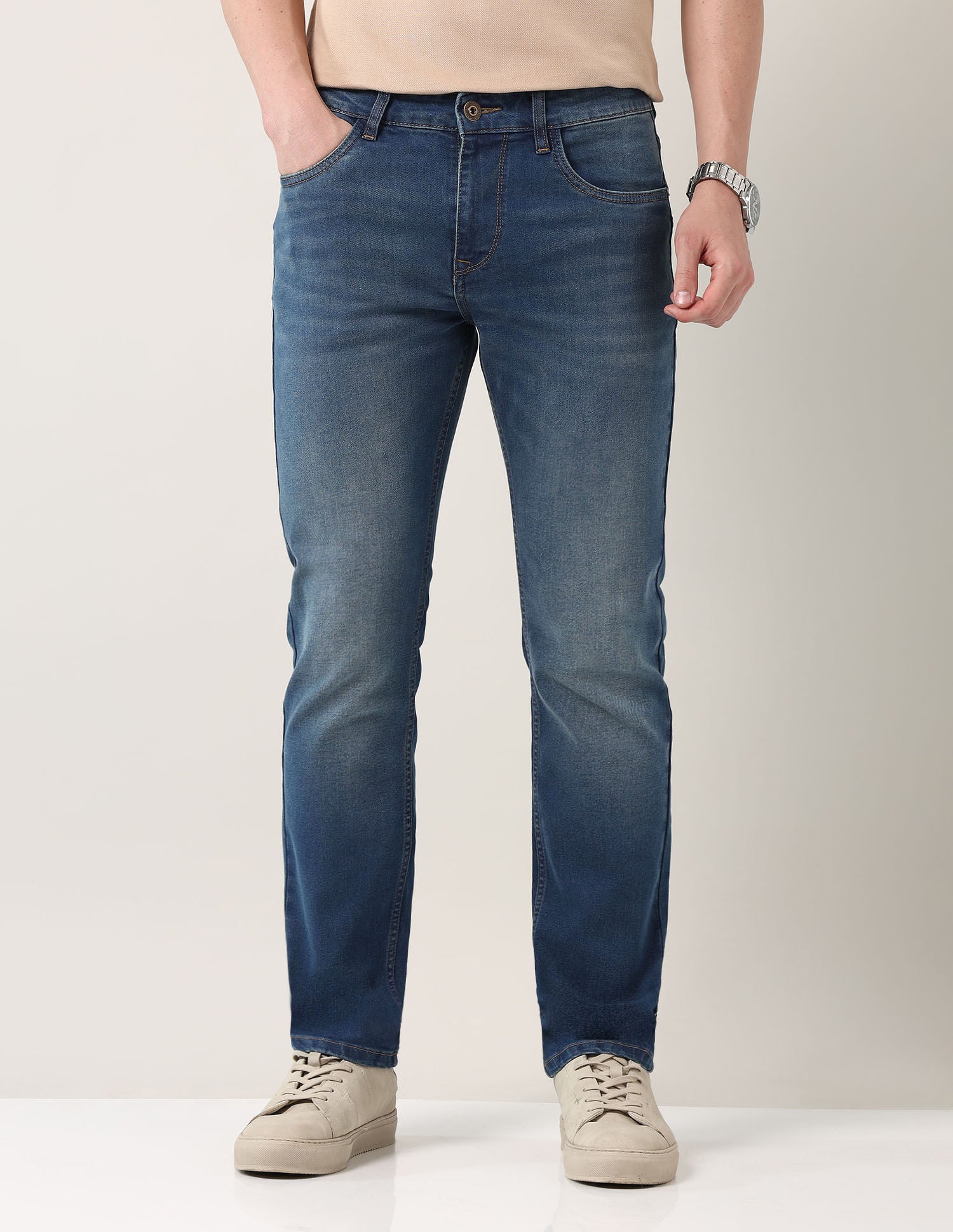 Easy-on slim Fit Mid Rise Jeans
