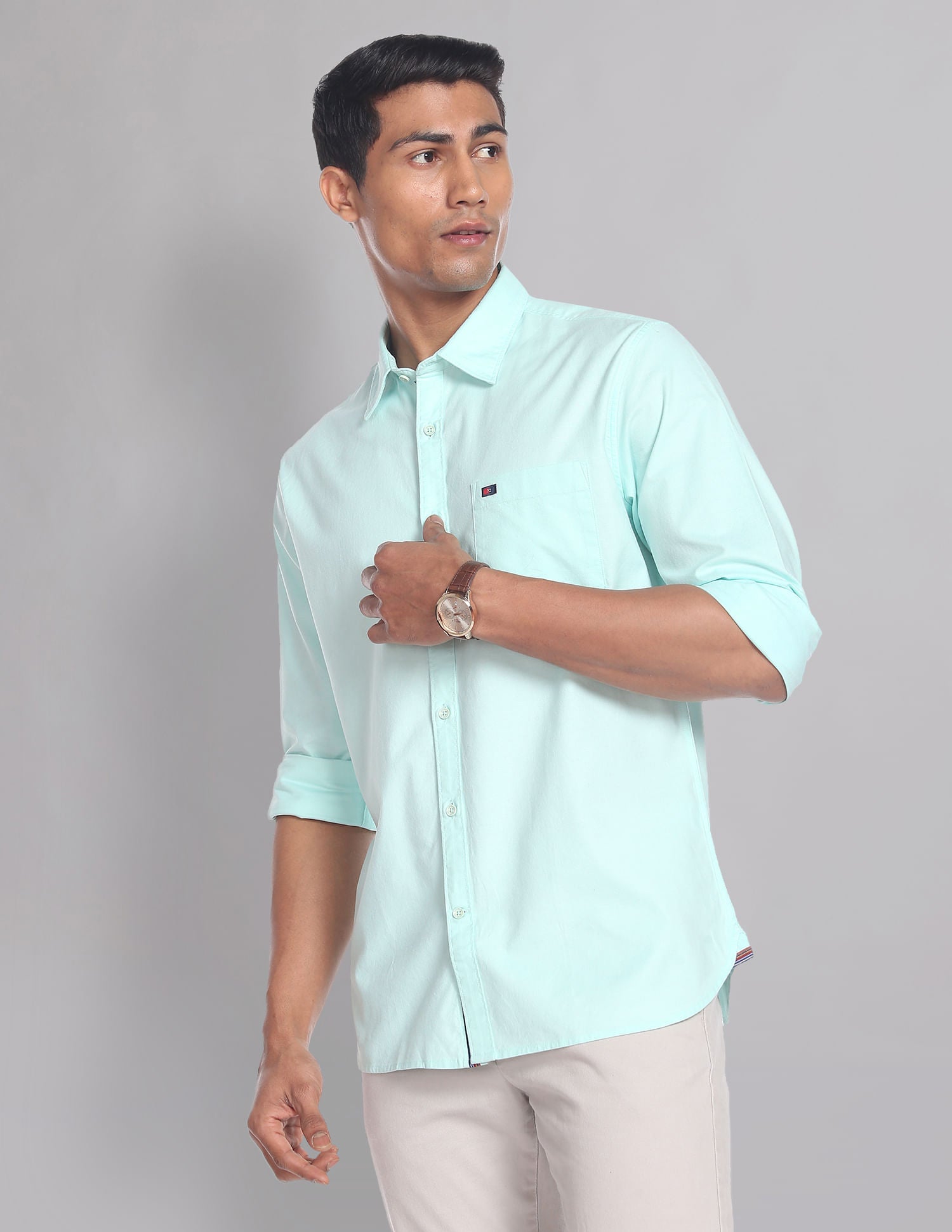 Classic Slim Fit Soladel UV Stretch Oxford Casual Shirt