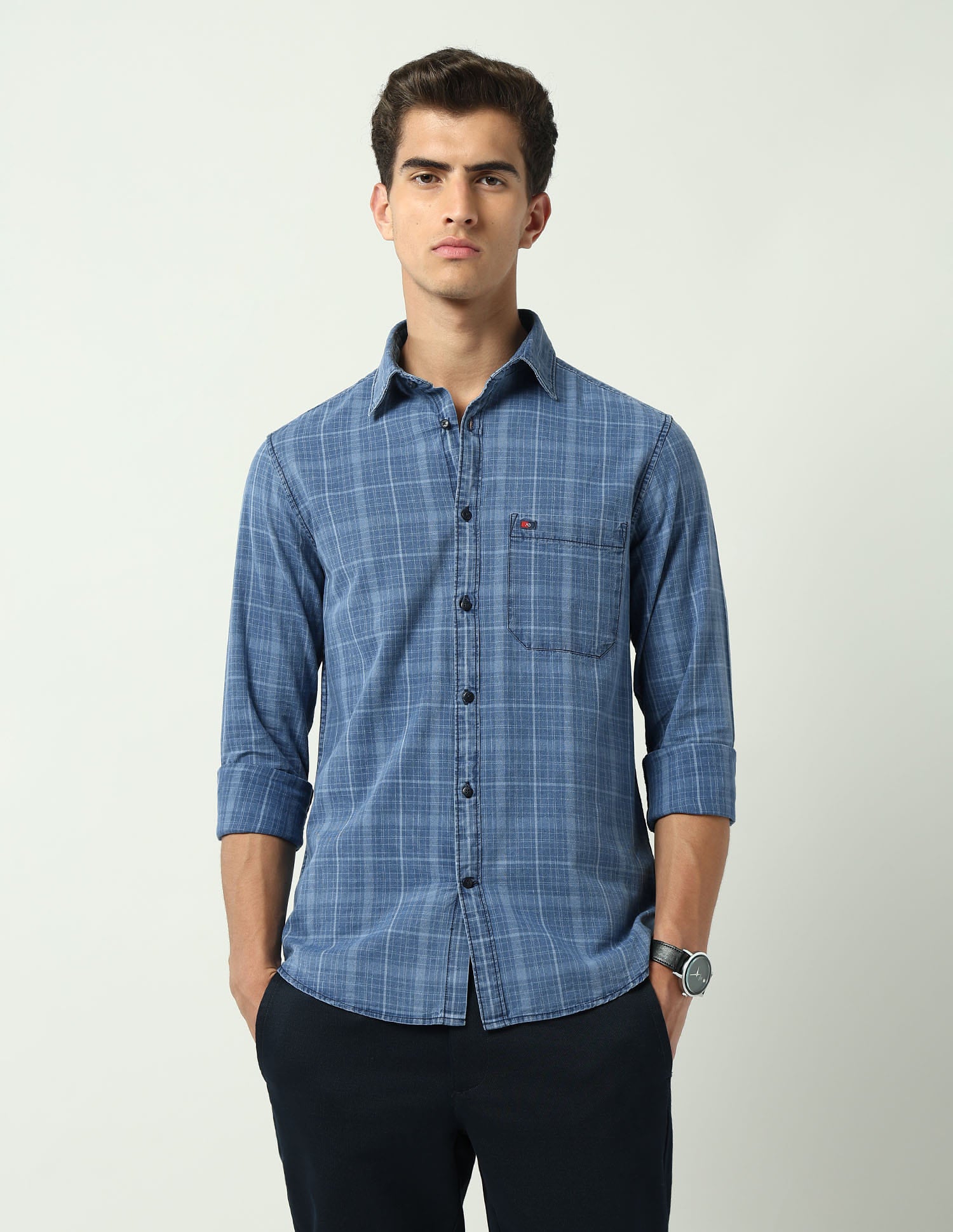 City Chronicles Modern Slim Fit Tartan Checked Shirt