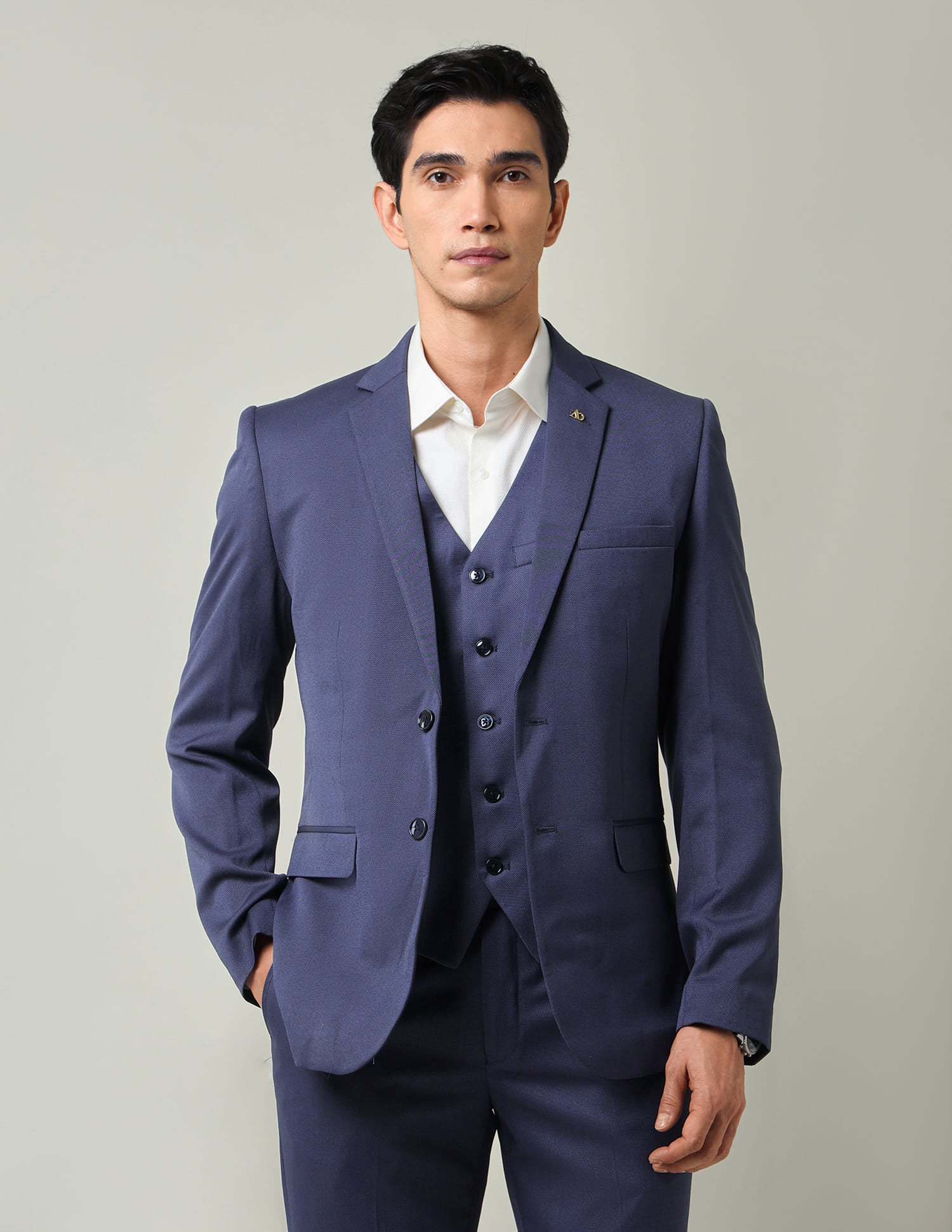 Boardroom Essential Solid Regular Fit Dobby Weave Suit