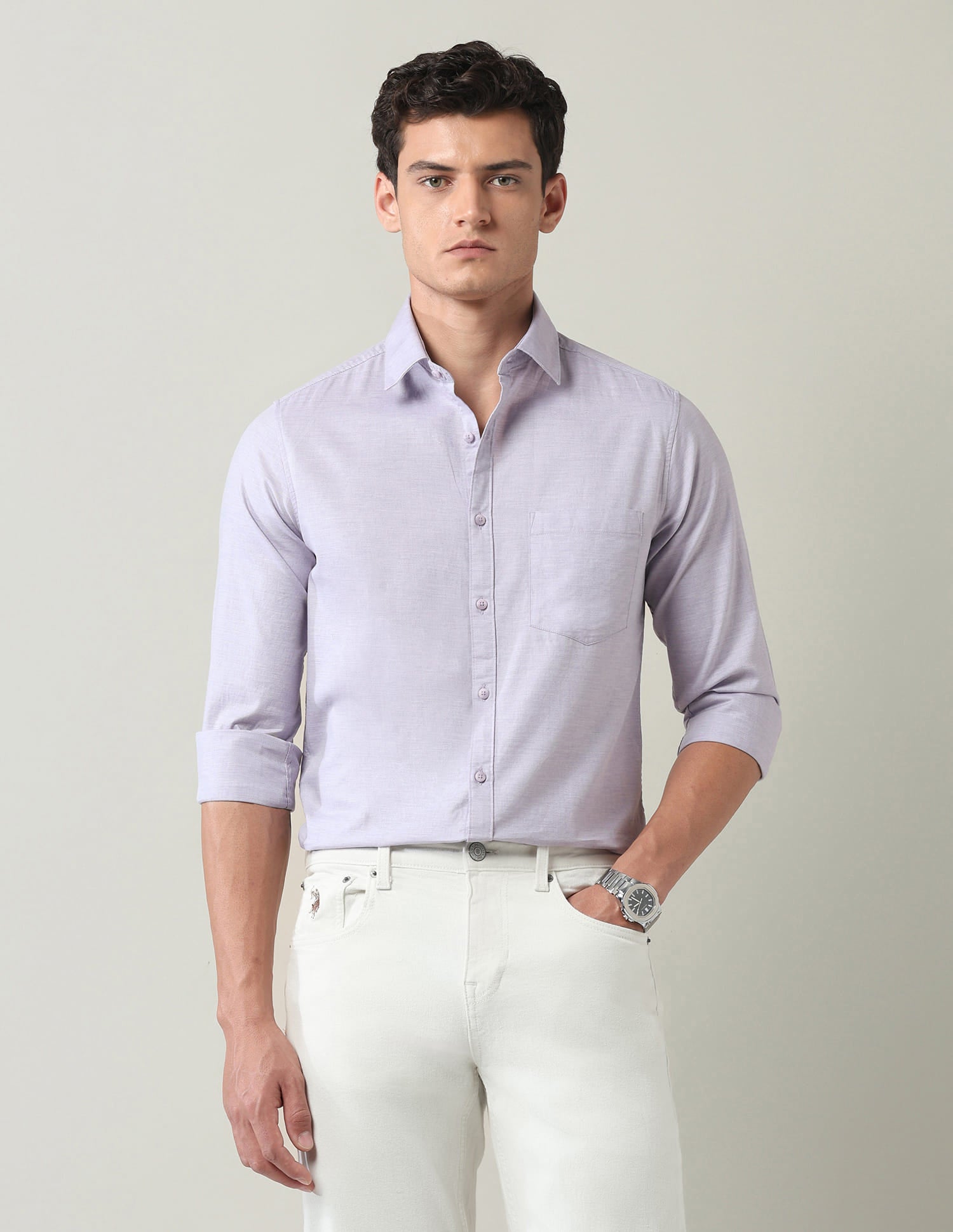 Solid Slim Fit Twill Shirt