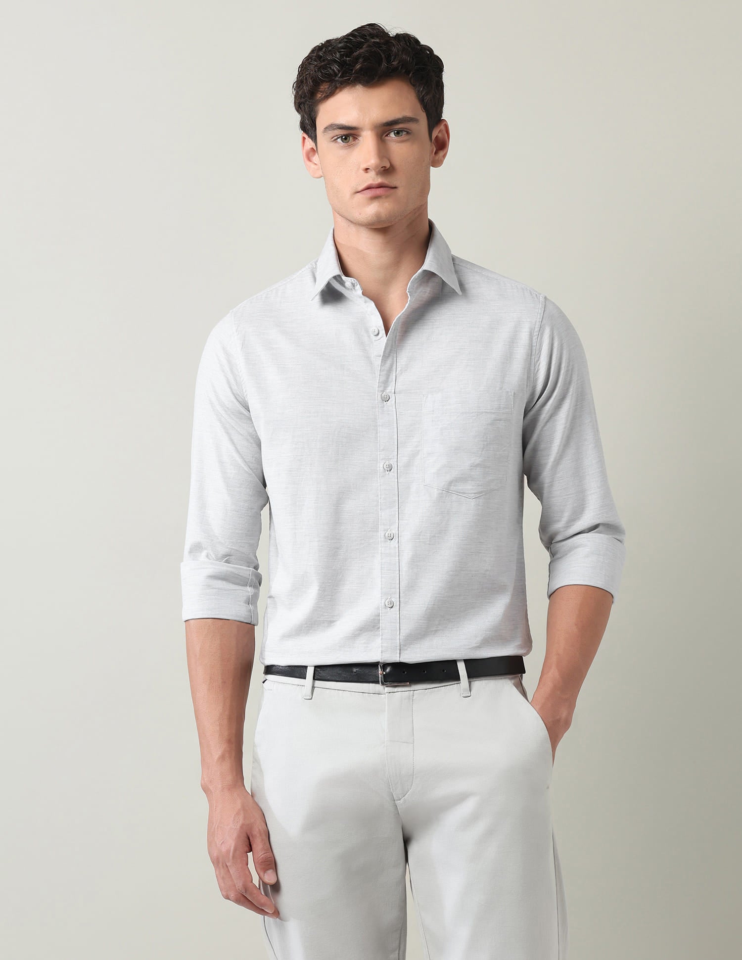 Solid Slim Fit Twill Shirt