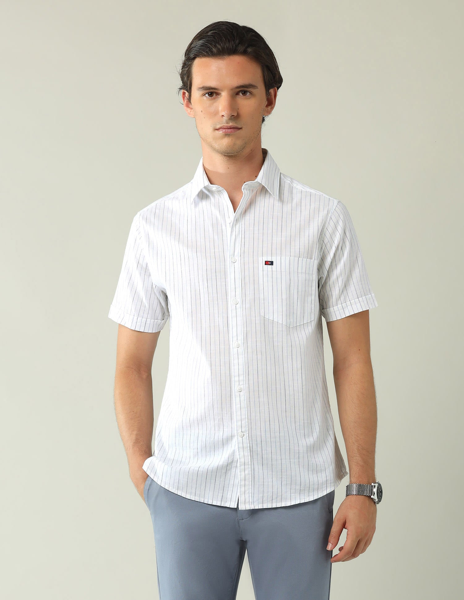 Modern Slim Fit Vertical Striped Shirt