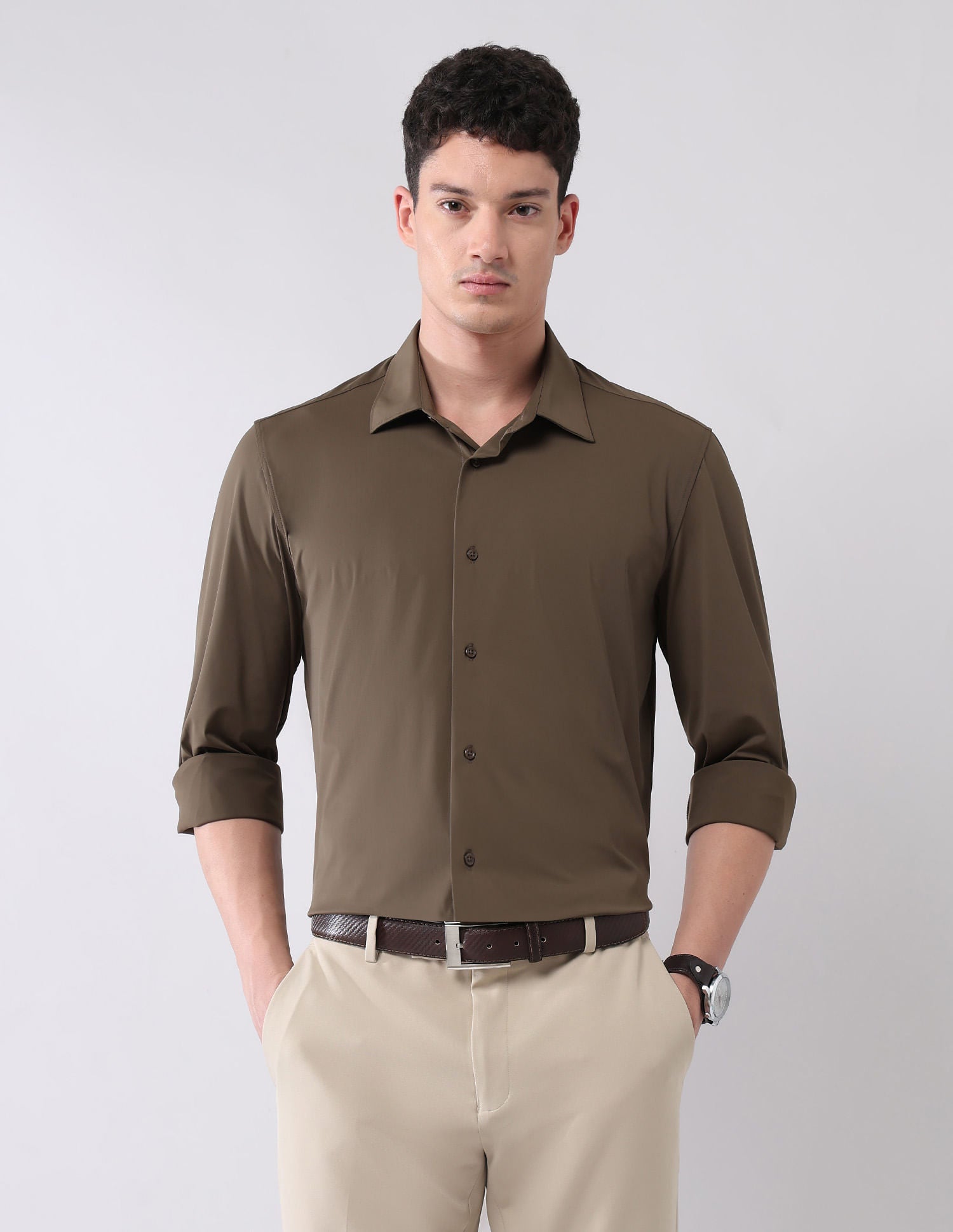 Stylish Hypermove Solid Shirt