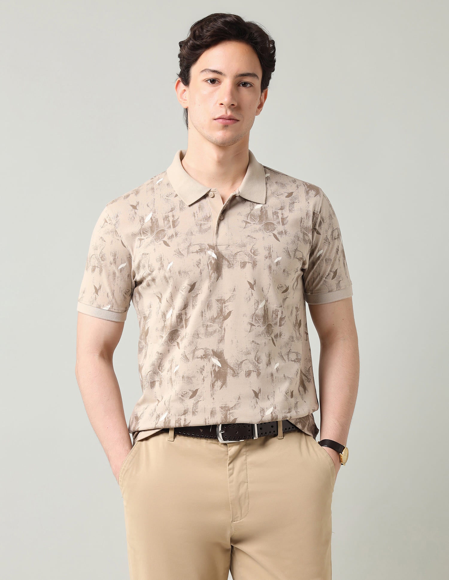 Abstract Printed Regular Fit Polo Shirt