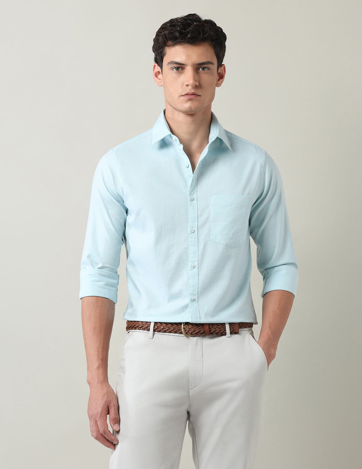 Solid Slim Fit Twill Shirt