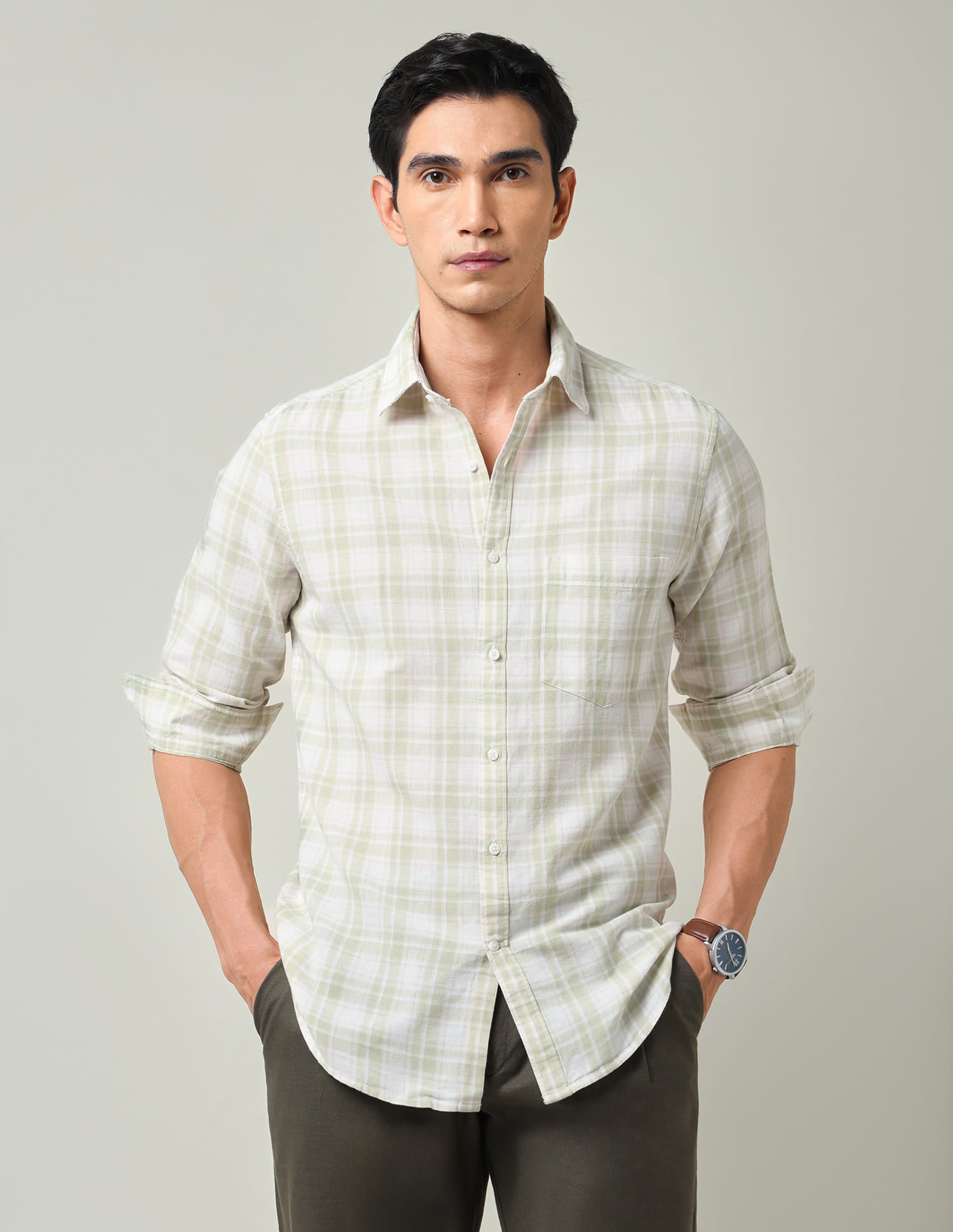 Plaid Checked Slim Fit Shirt