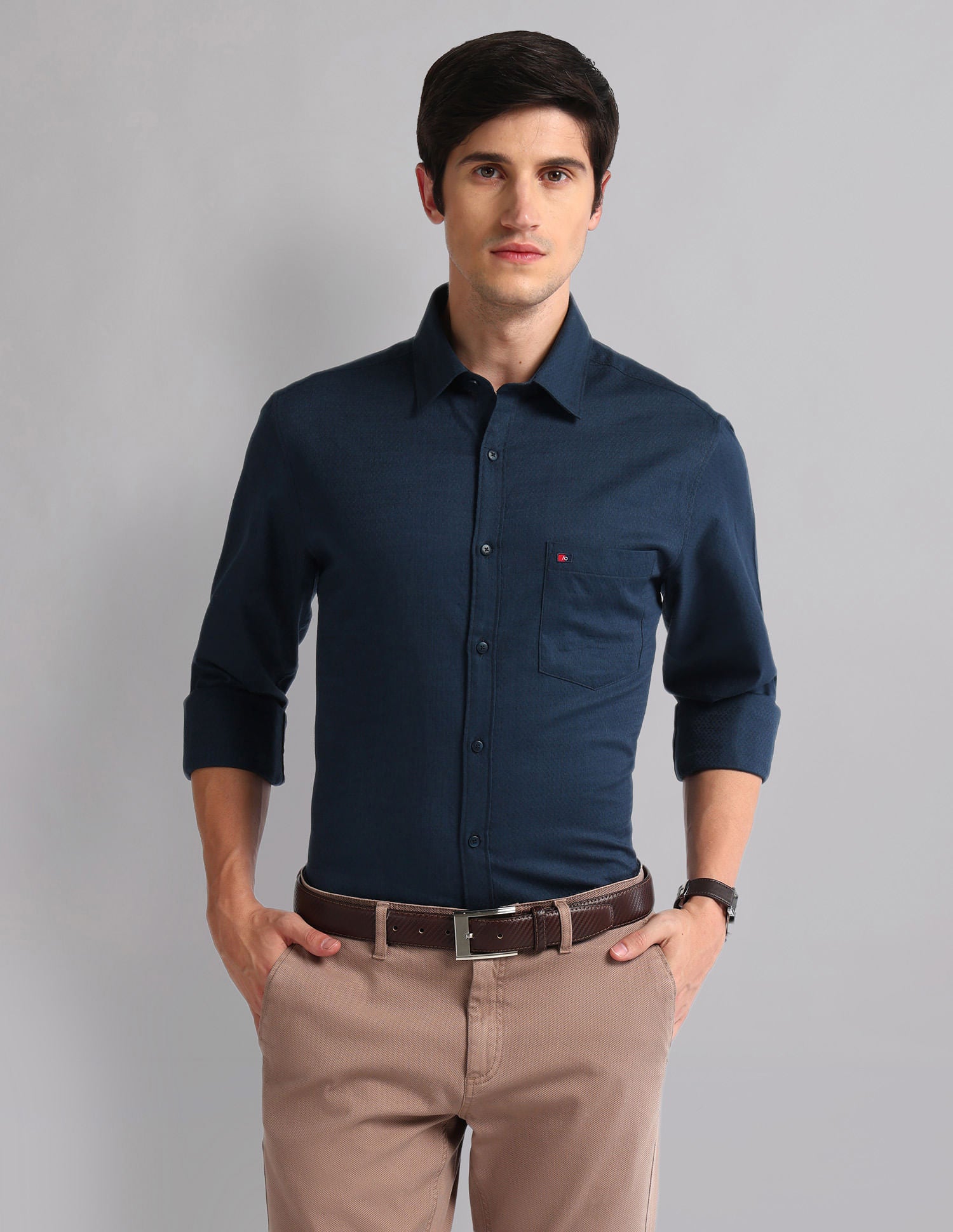 Geometric Patterned Slim Fit Shirt