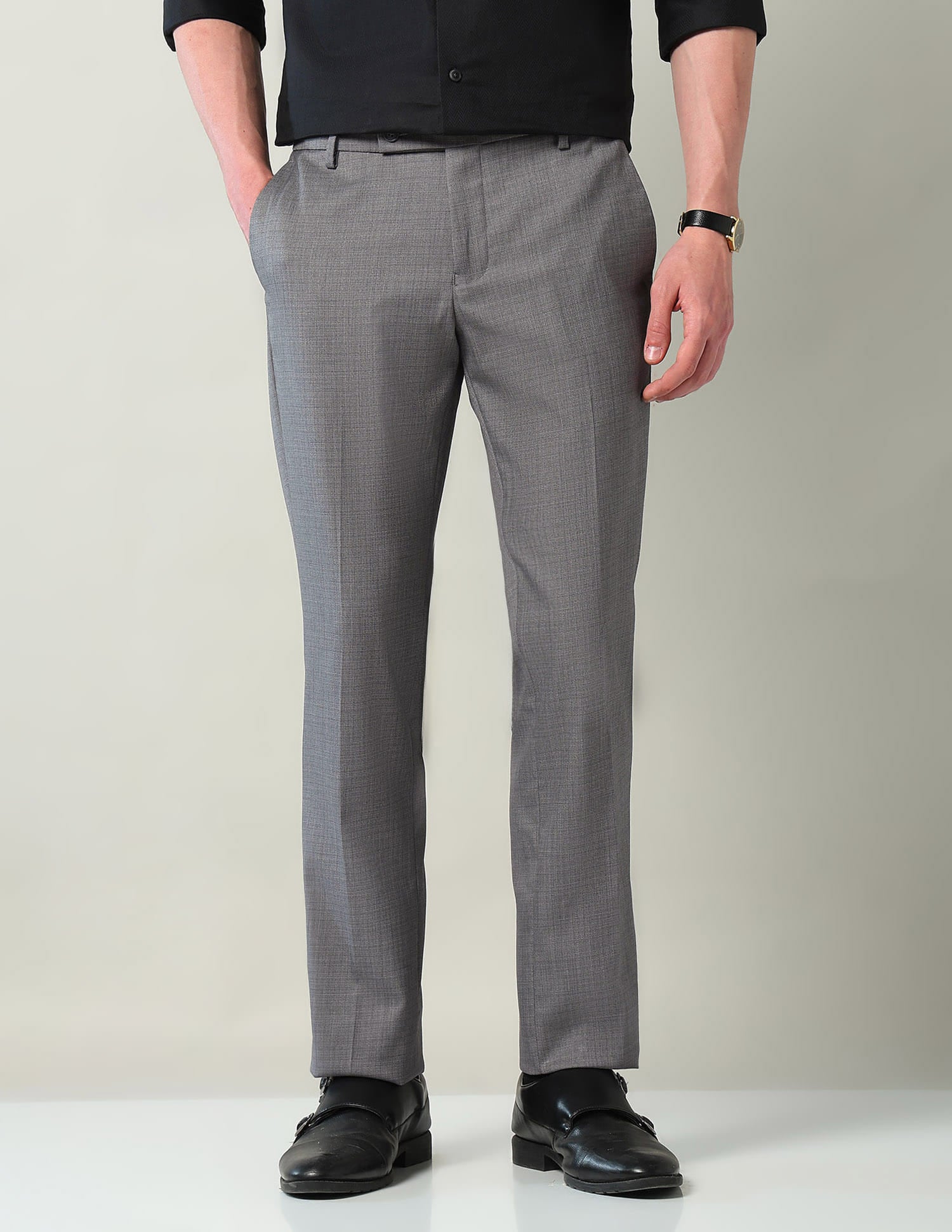 Mid Rise Regular Fit Formal Trousers