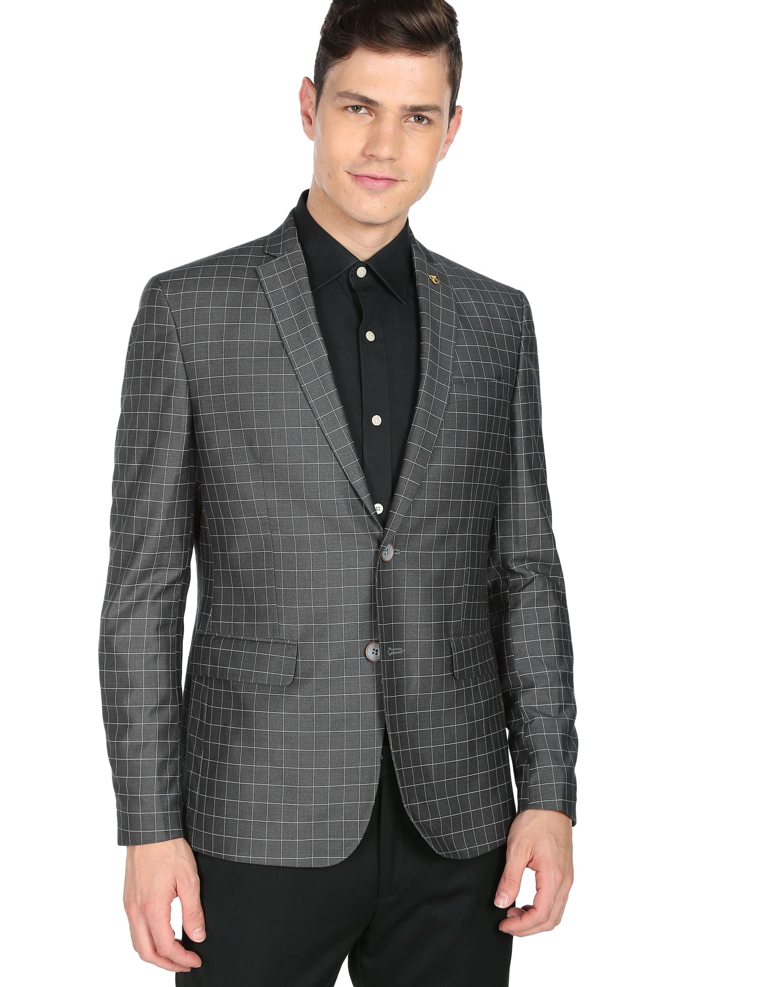 Modern Luxe Windowpane Check Tailored Fit Blazer