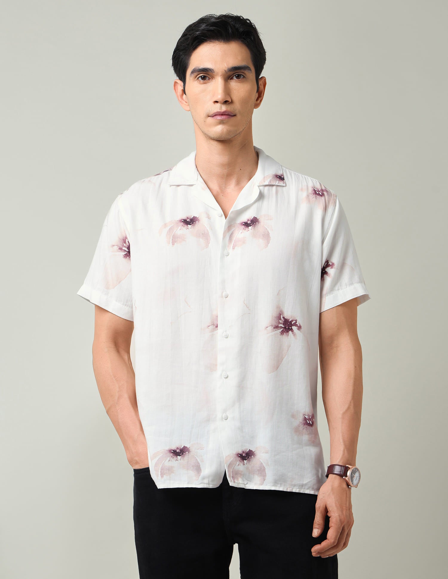 Floral Printed Slim Fit Twill Shirt