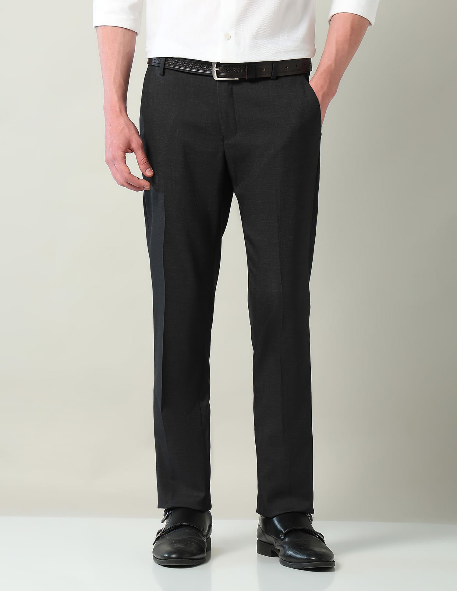 Mid Rise Regular Fit Formal Trousers