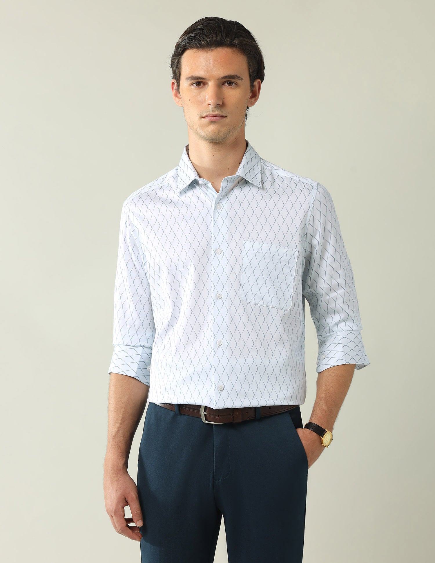 Wardrobe-Coded Regular Fit Vertical Striped Shirt