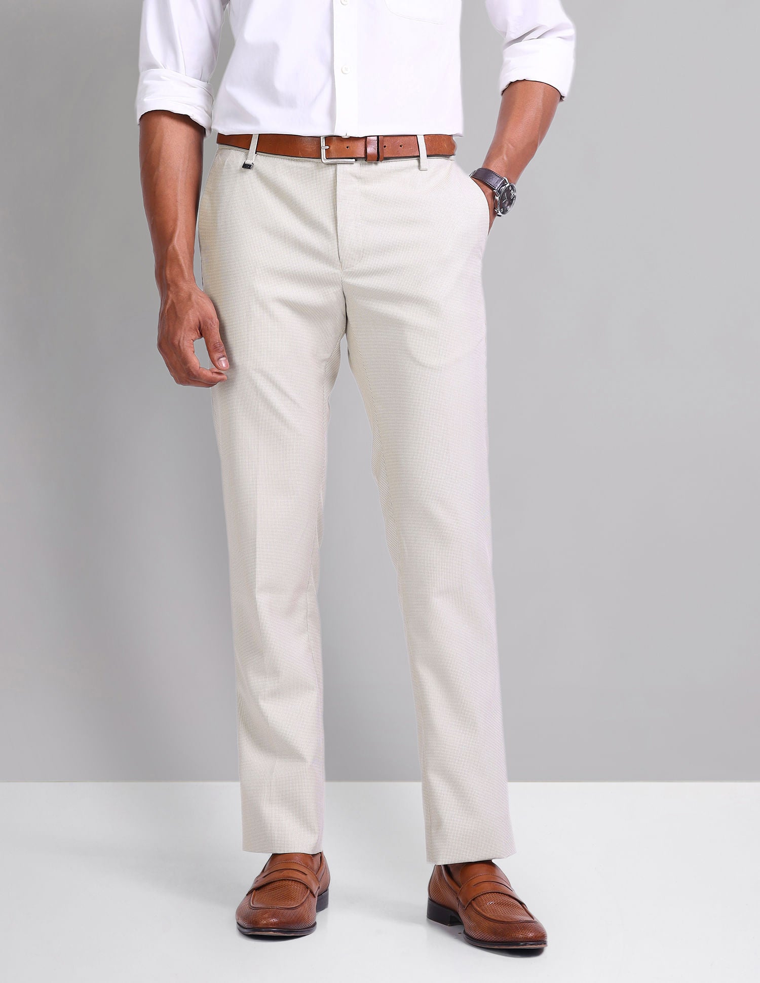 Polished Look Smart Flex Textured Trousers