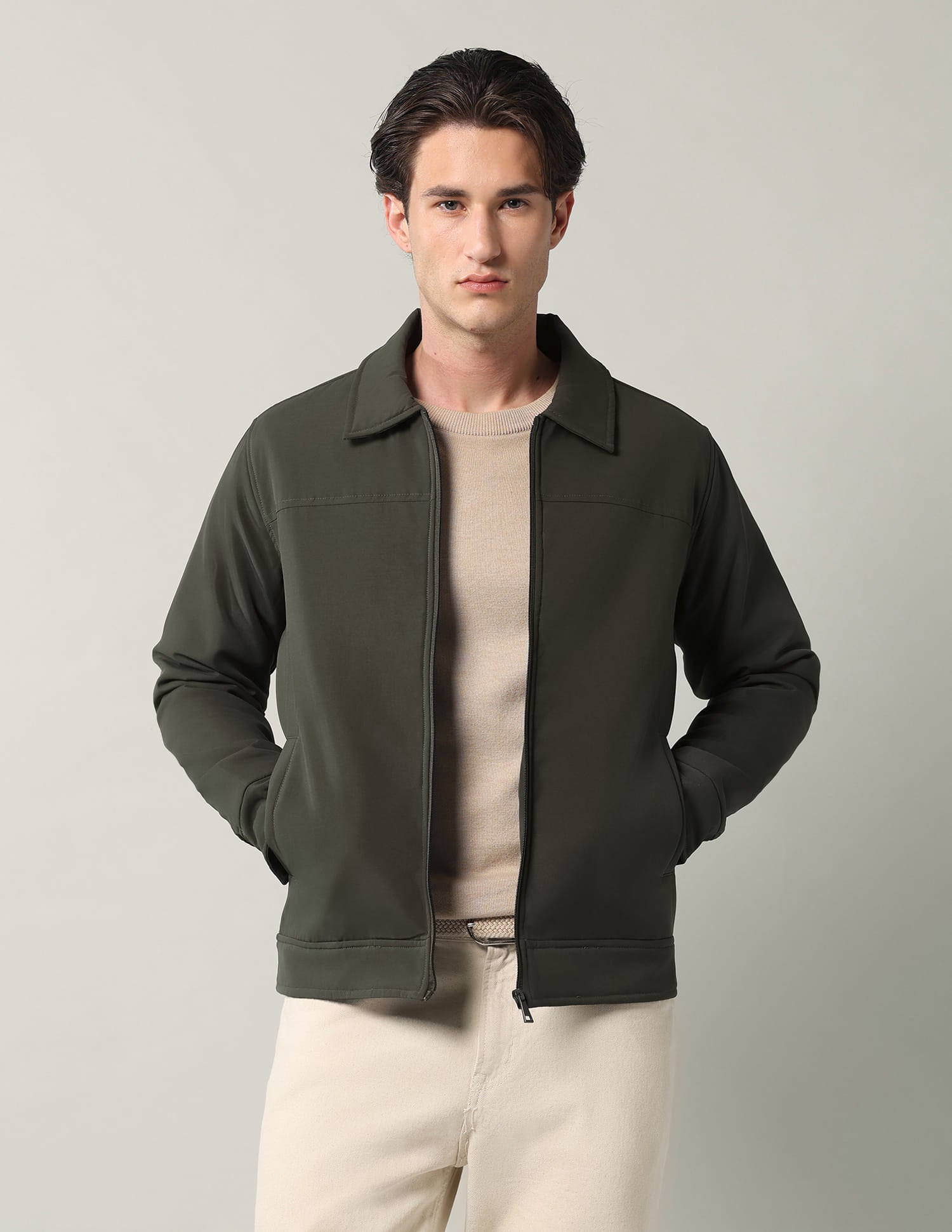 Solid Regular Fit Reversible Jacket