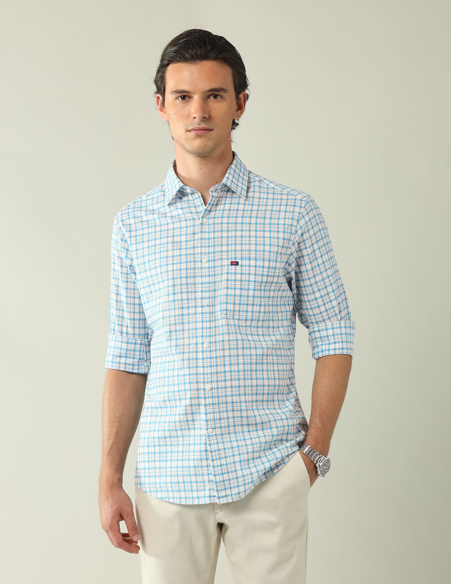 City Chronicles Modern Slim Fit Tartan Checked Shirt