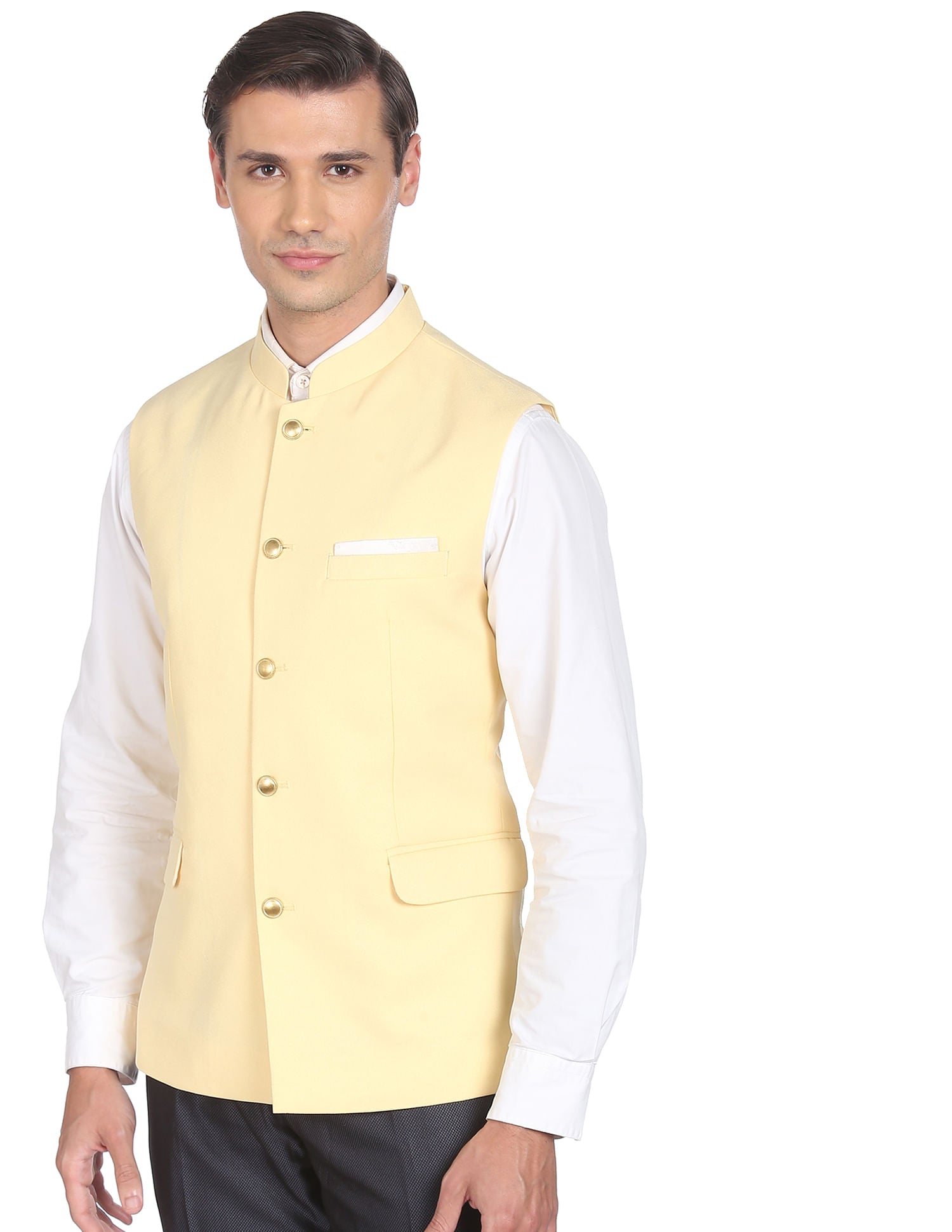 Fashion-Edged Textured Tailored Regular Fit Nehru Jacket