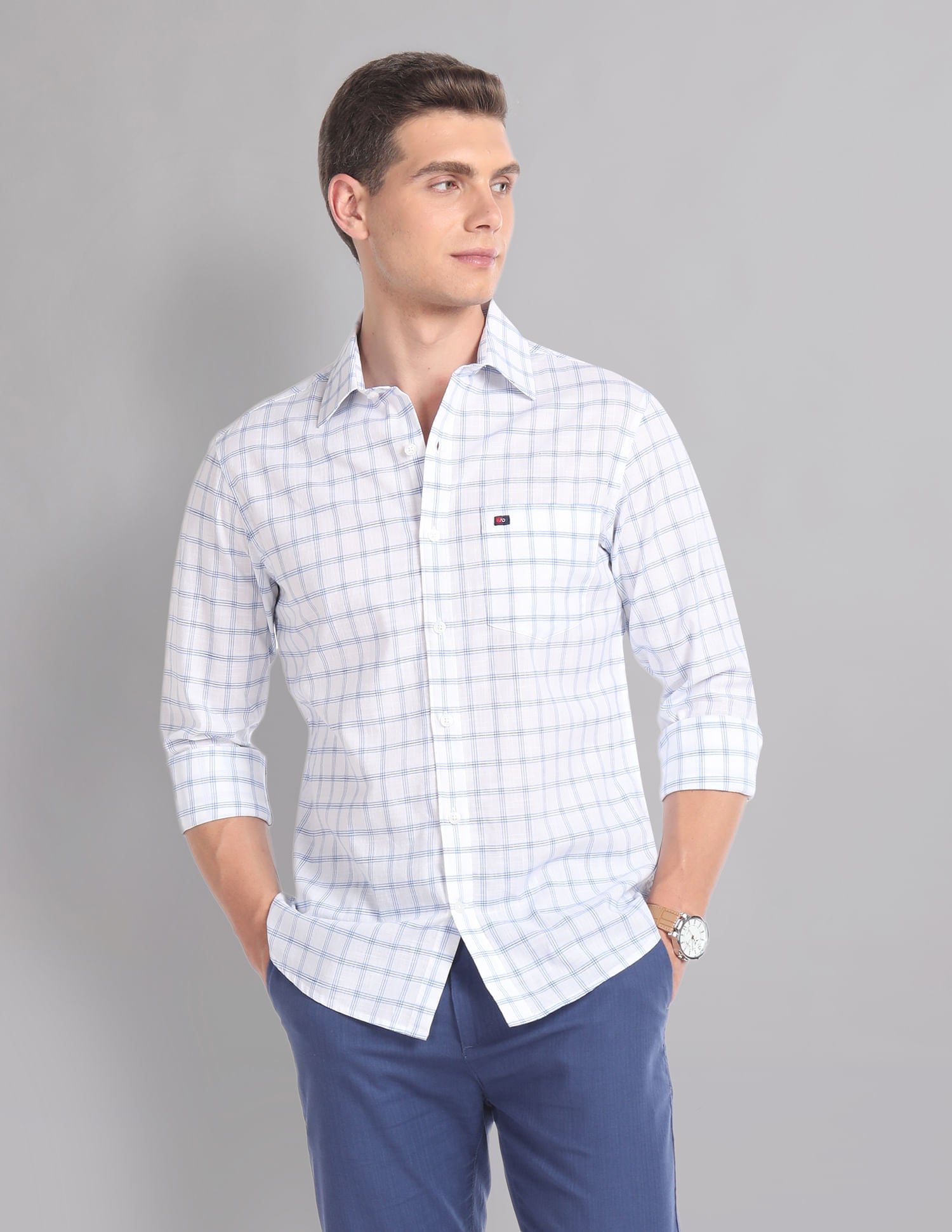Modern-Edged Tartan Check Cotton Summer Shirt