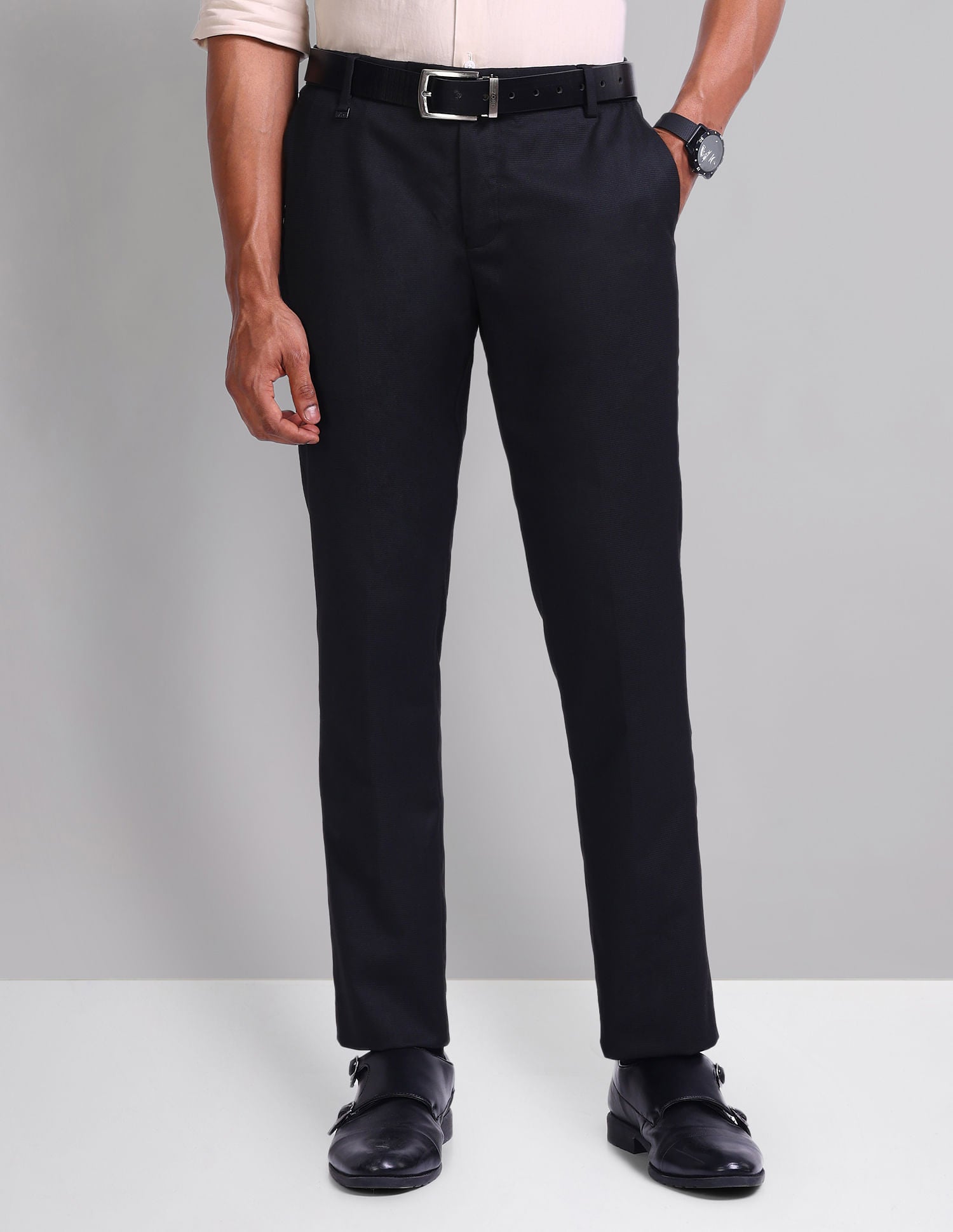 Polished Look Smart Flex Textured Trousers