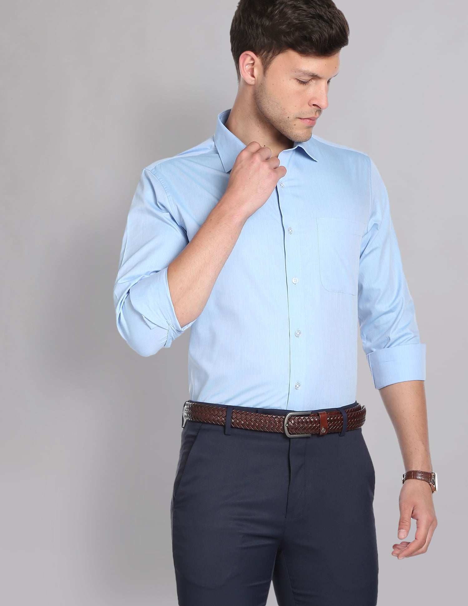 Power Heritage Solid Cotton Formal Shirt with Cutaway Collar