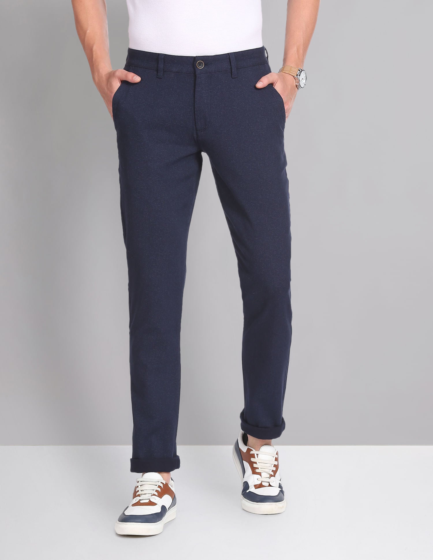 City Style Modern Slim Fit Heathered Chinos