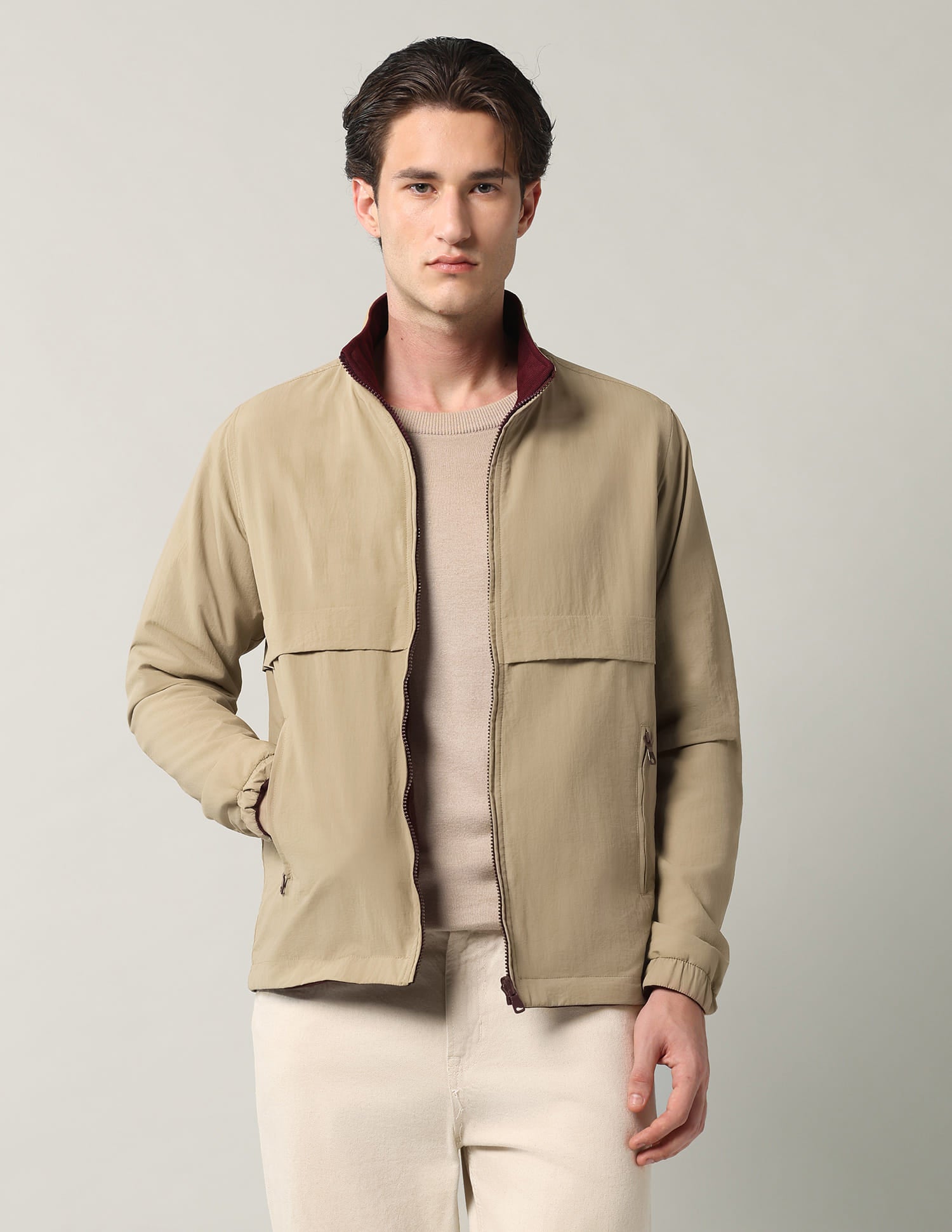 Solid Regular Fit Reversible Jacket