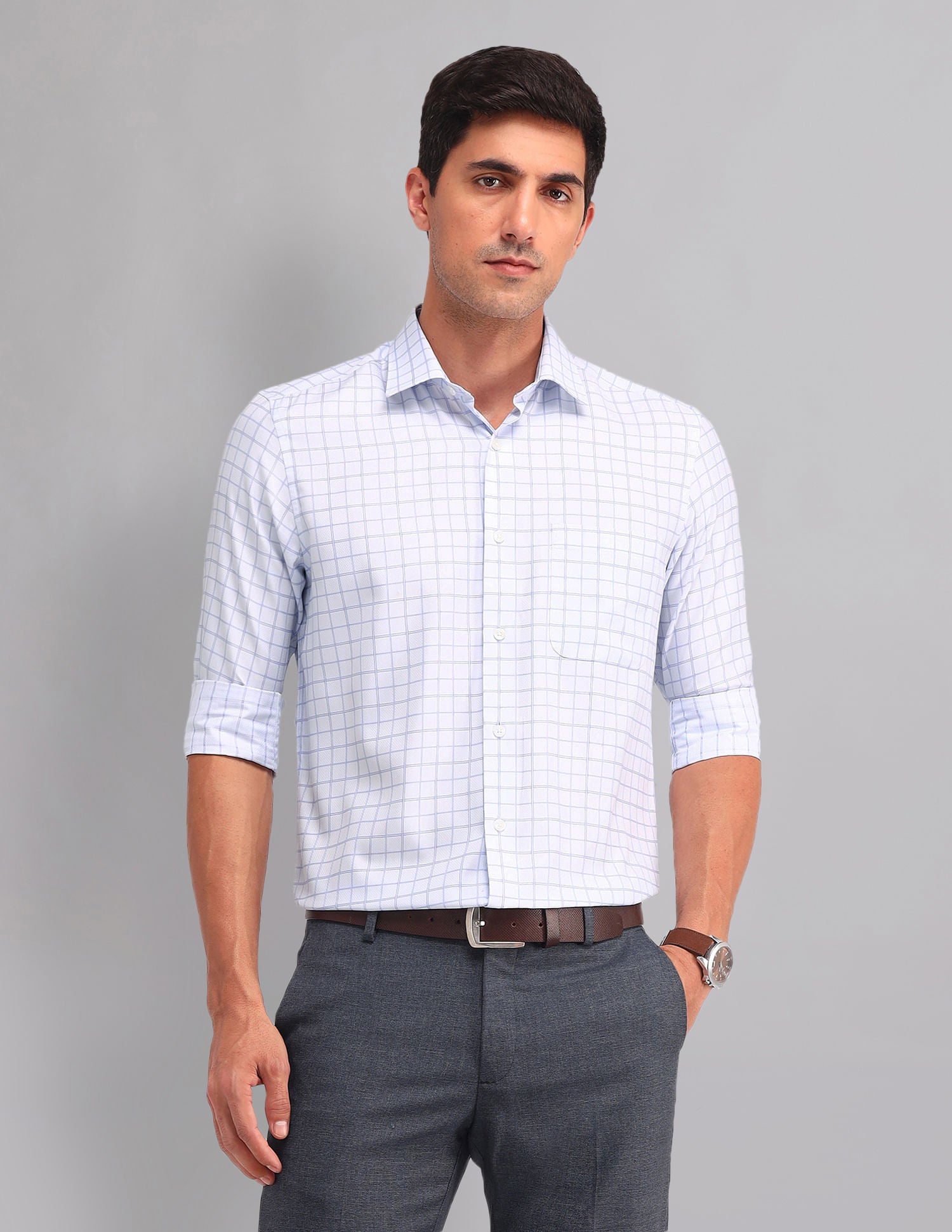 Sleek & Modern Regular Fit Checked Twill Shirt