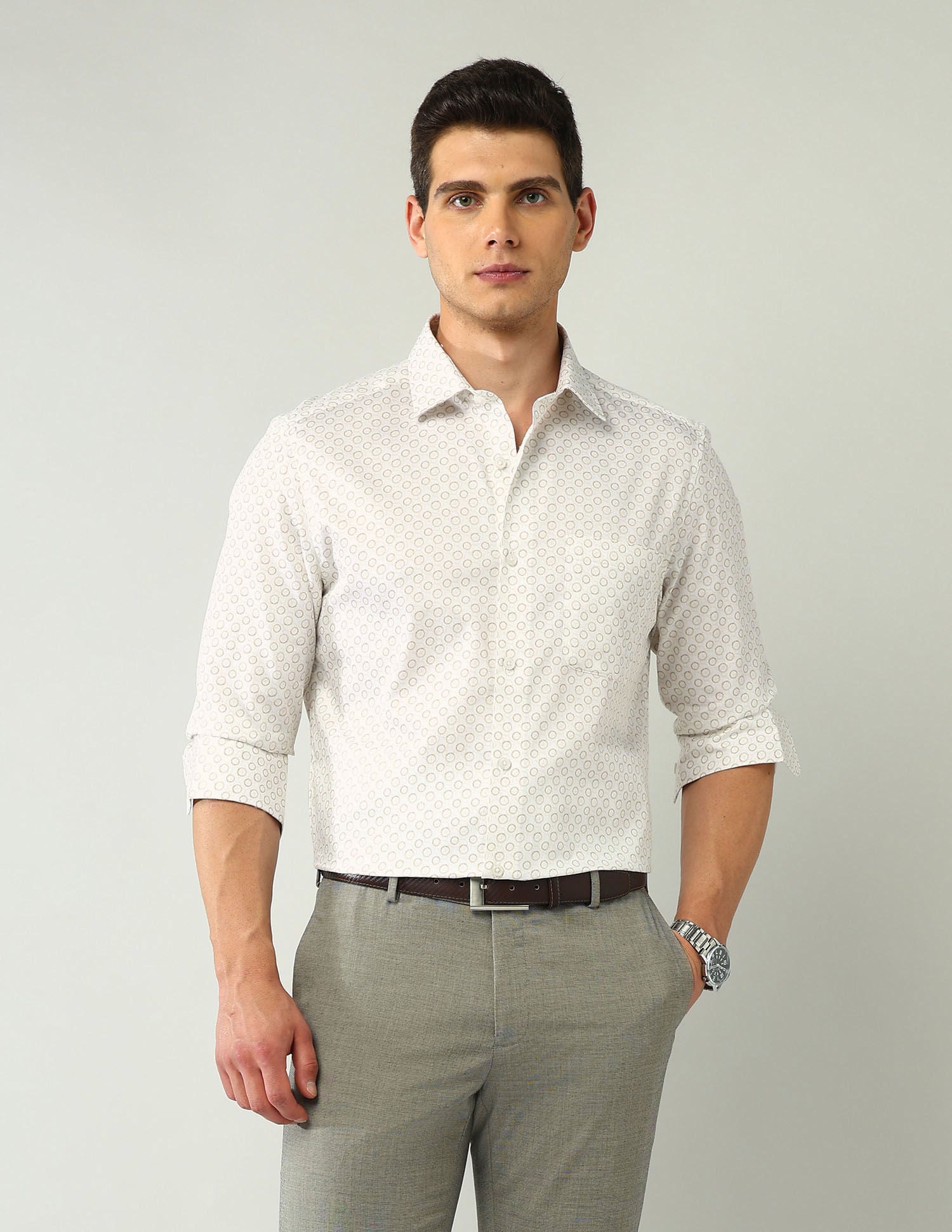 Wardrobe-Coded Regular Fit Vertical Striped Shirt