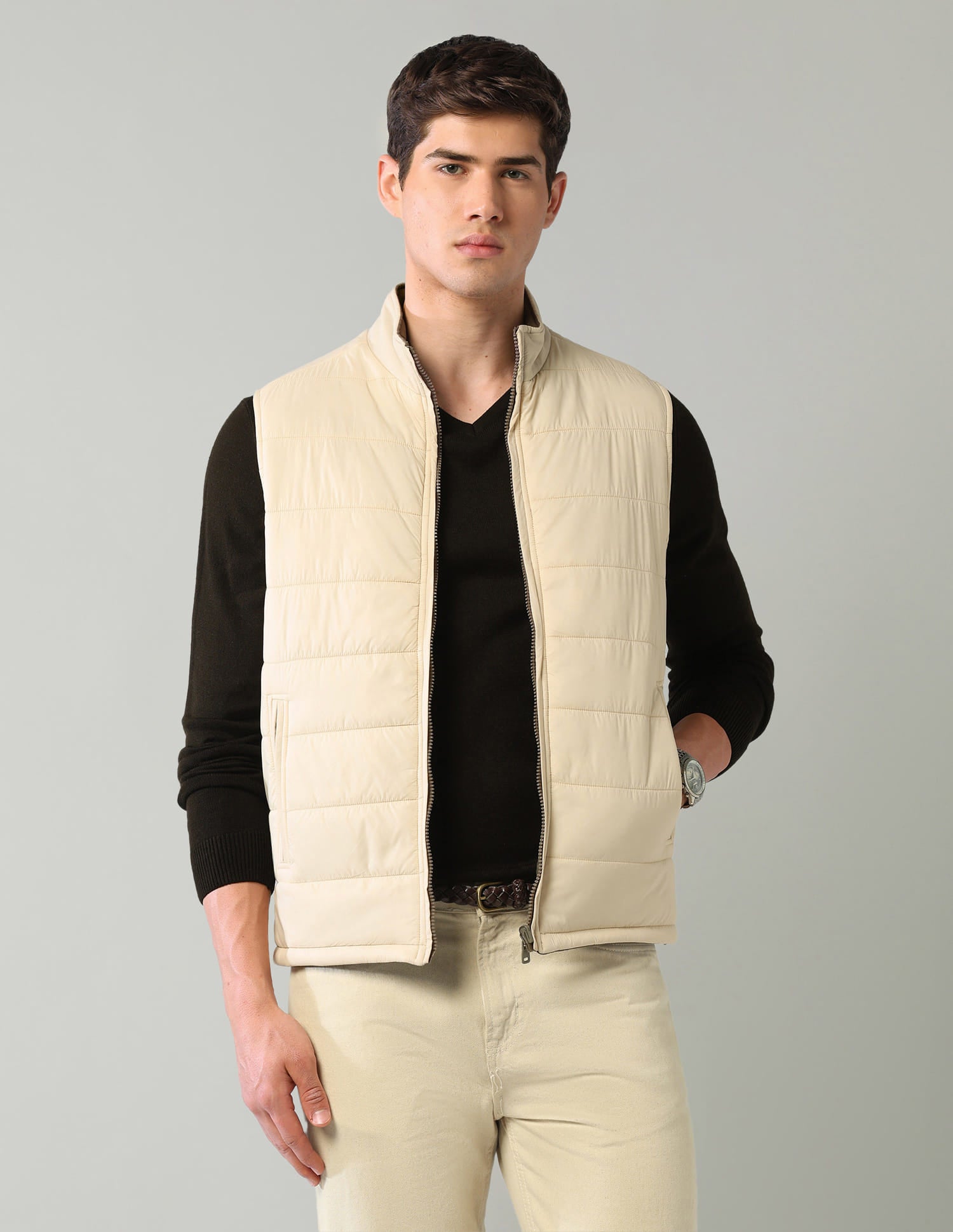 Solid Regular Fit Puffer Jacket