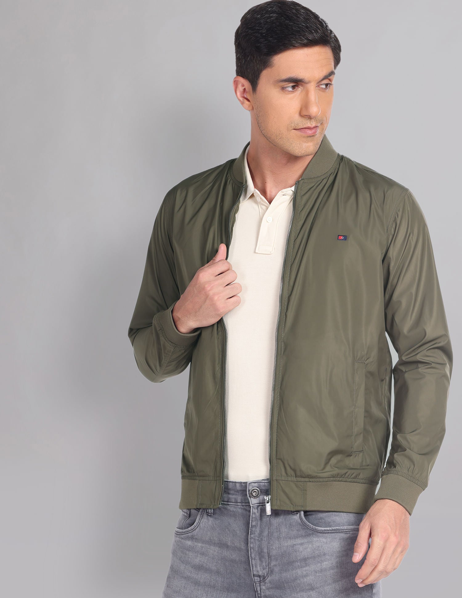 Travel Friendly Solid Foldable Bomber Jacket