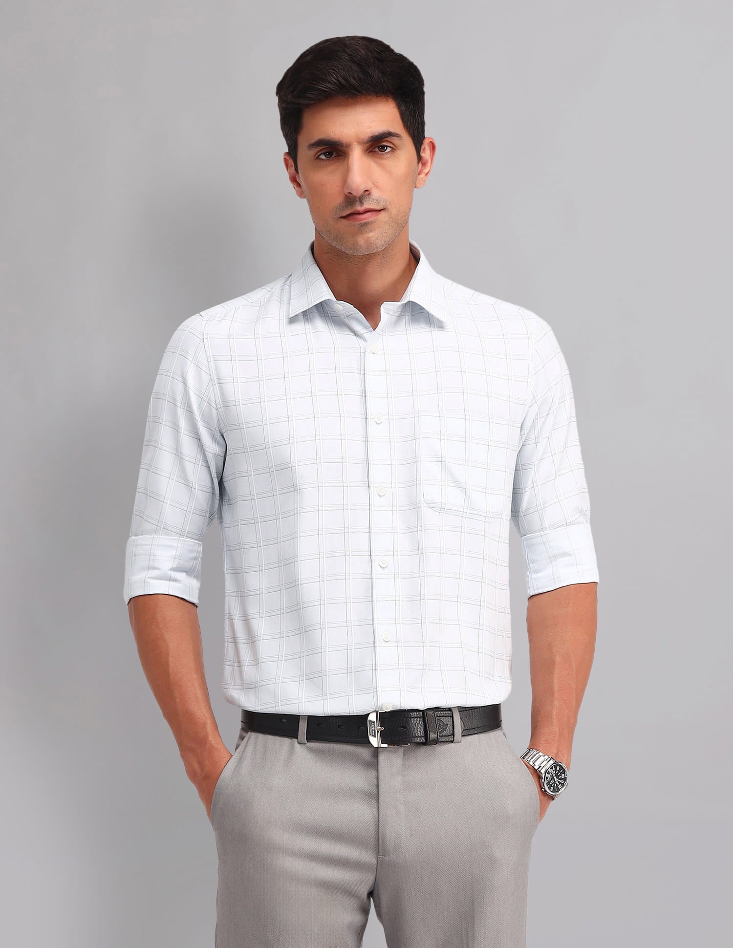 Sleek & Modern Regular Fit Checked Twill Shirt