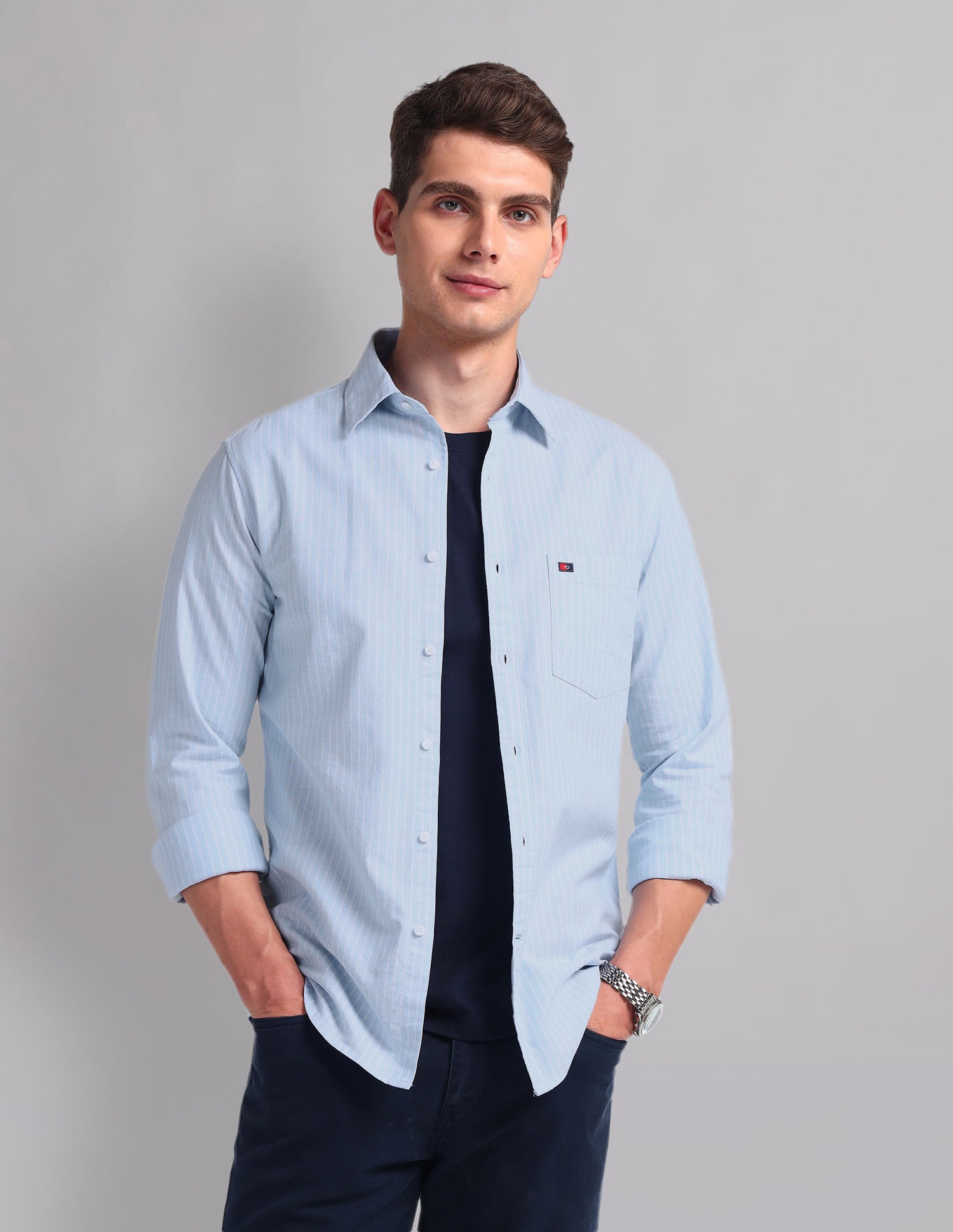 Vertical Stripe Cotton Shirt
