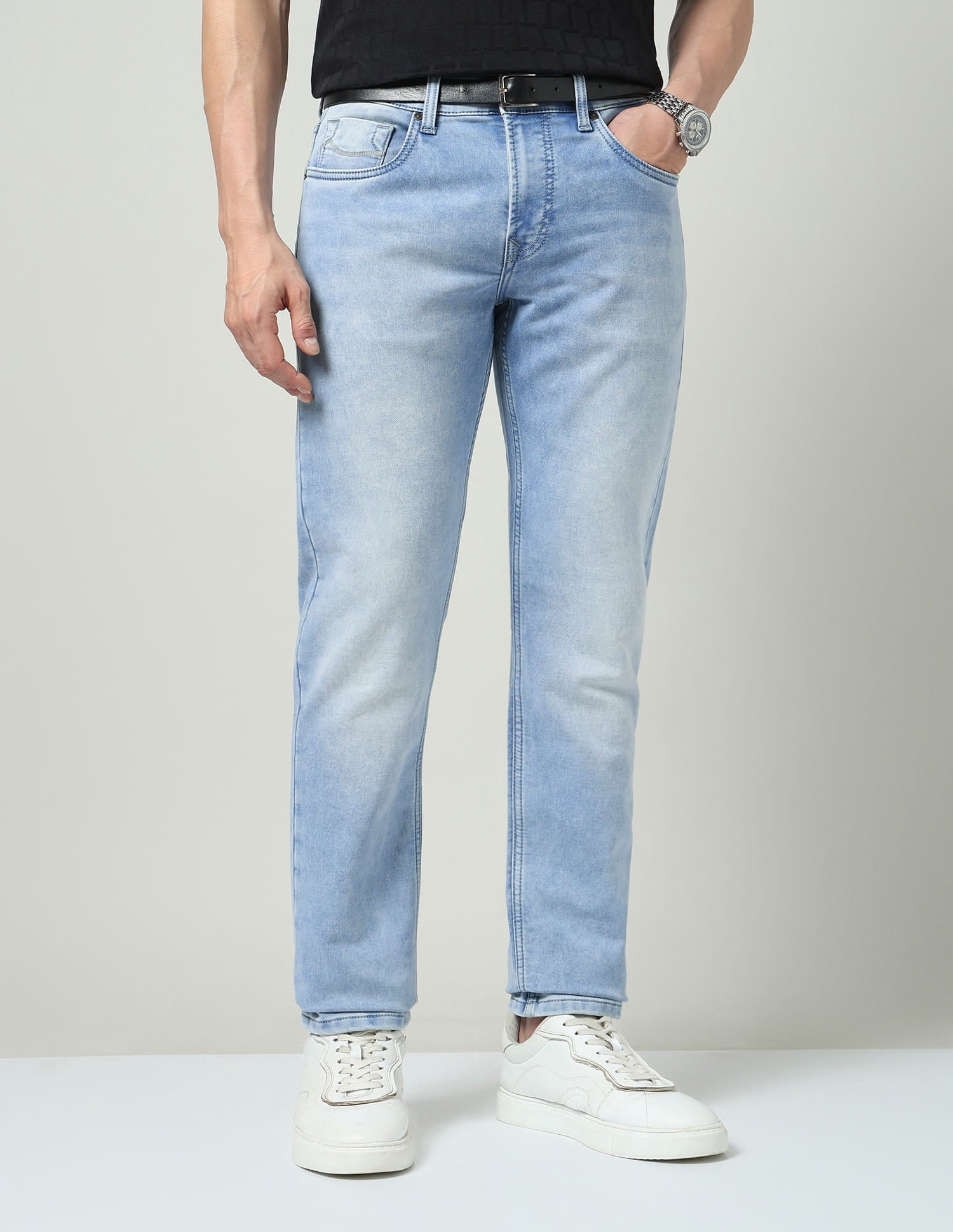 All Day Essential Slim Fit Mid-Rise Stone Wash Jeans