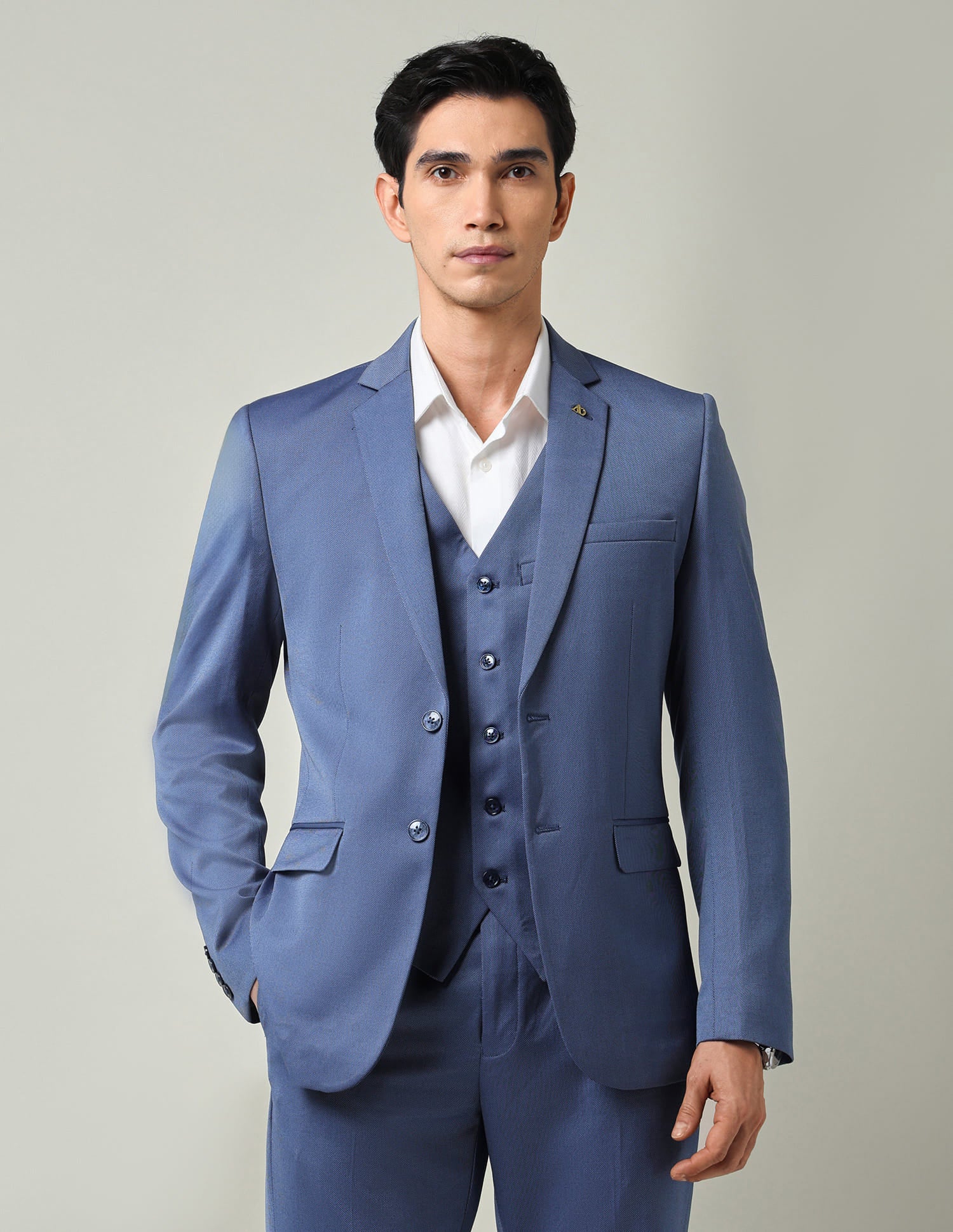 Boardroom Essential Solid Regular Fit Dobby Weave Suit