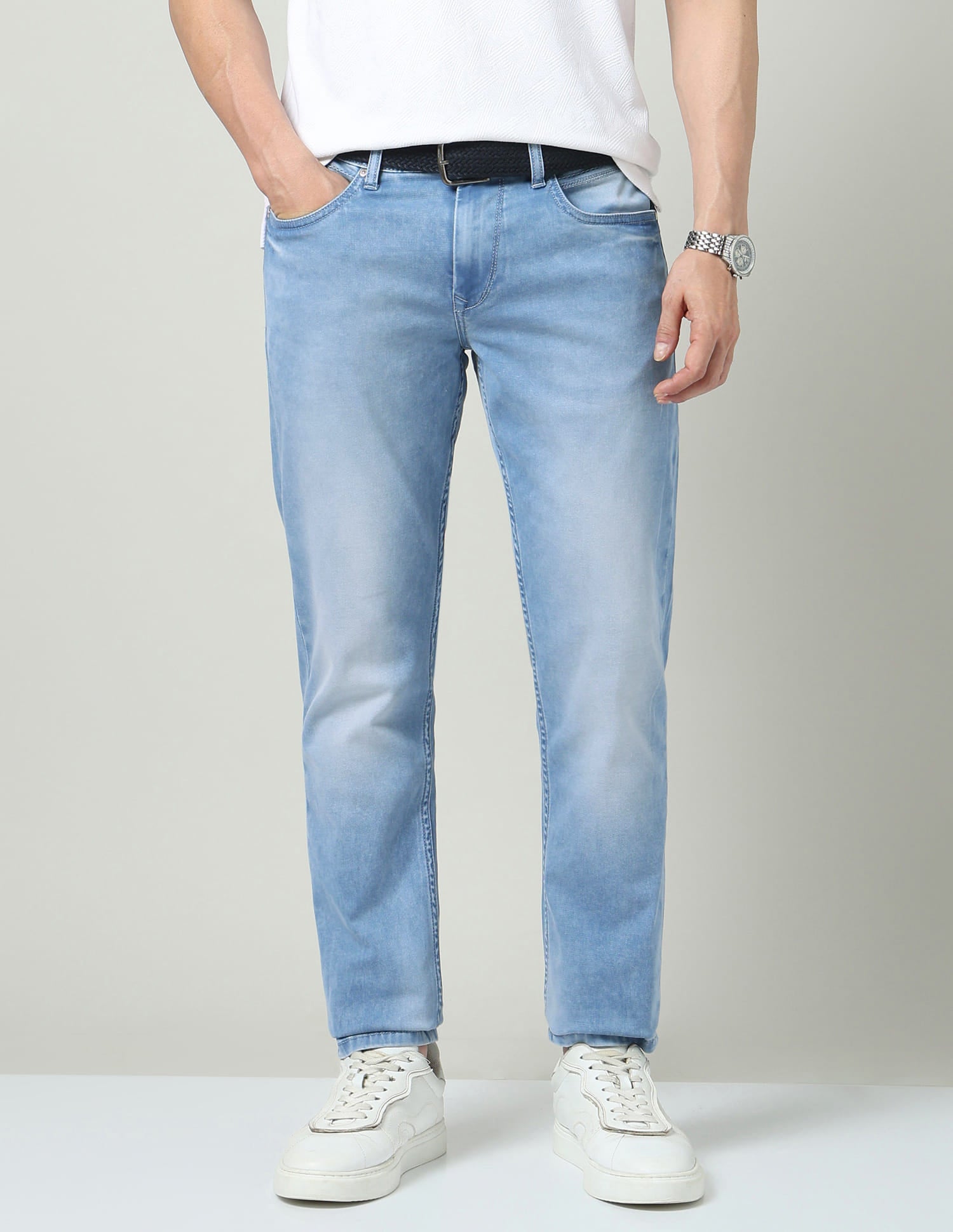 All Day Essential Slim Fit Mid-Rise Stone Wash Jeans