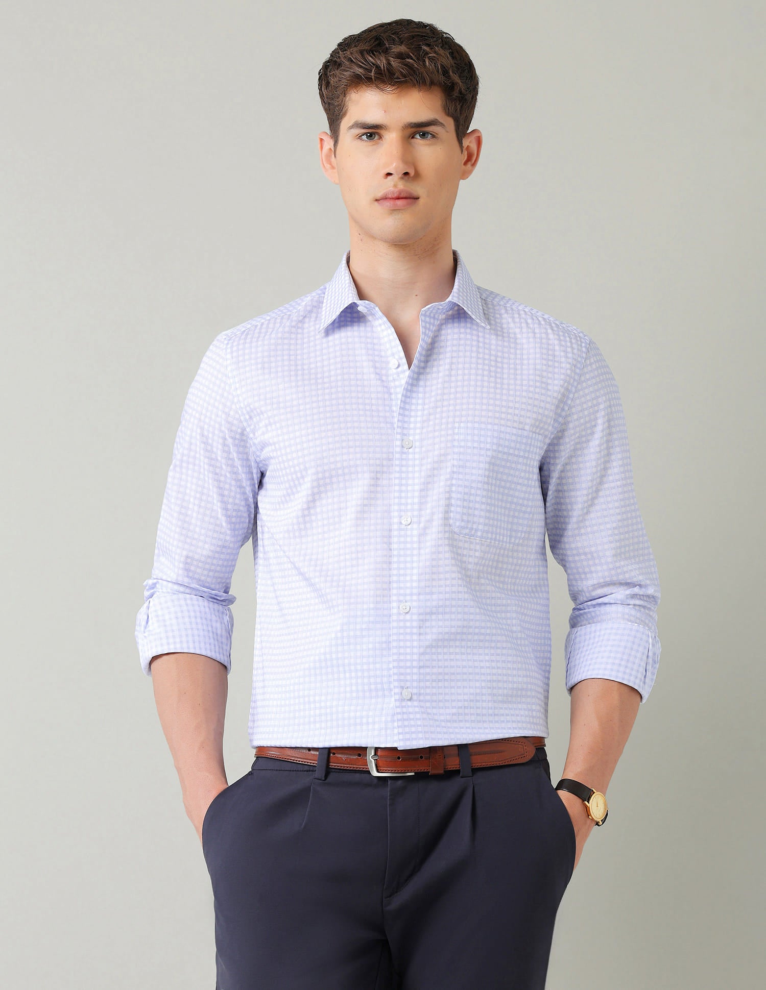 Vertical Striped Dobby Weave Regular Fit Shirt