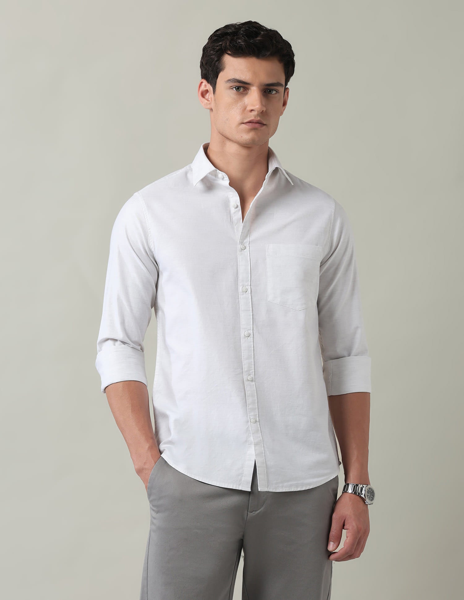 Solid Slim Fit Twill Shirt