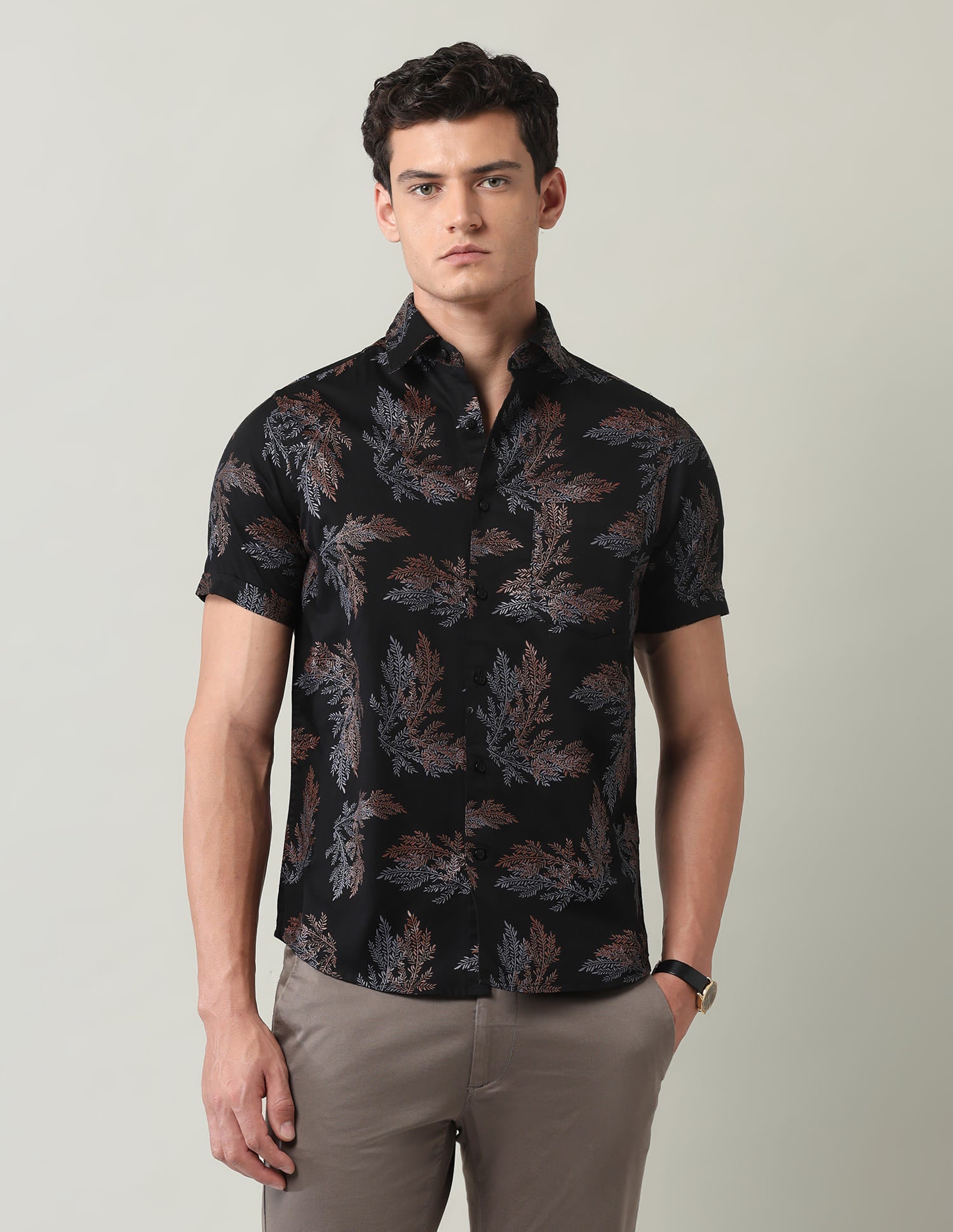 Everyday Luxe Floral Printed Slim Fit Twill Shirt