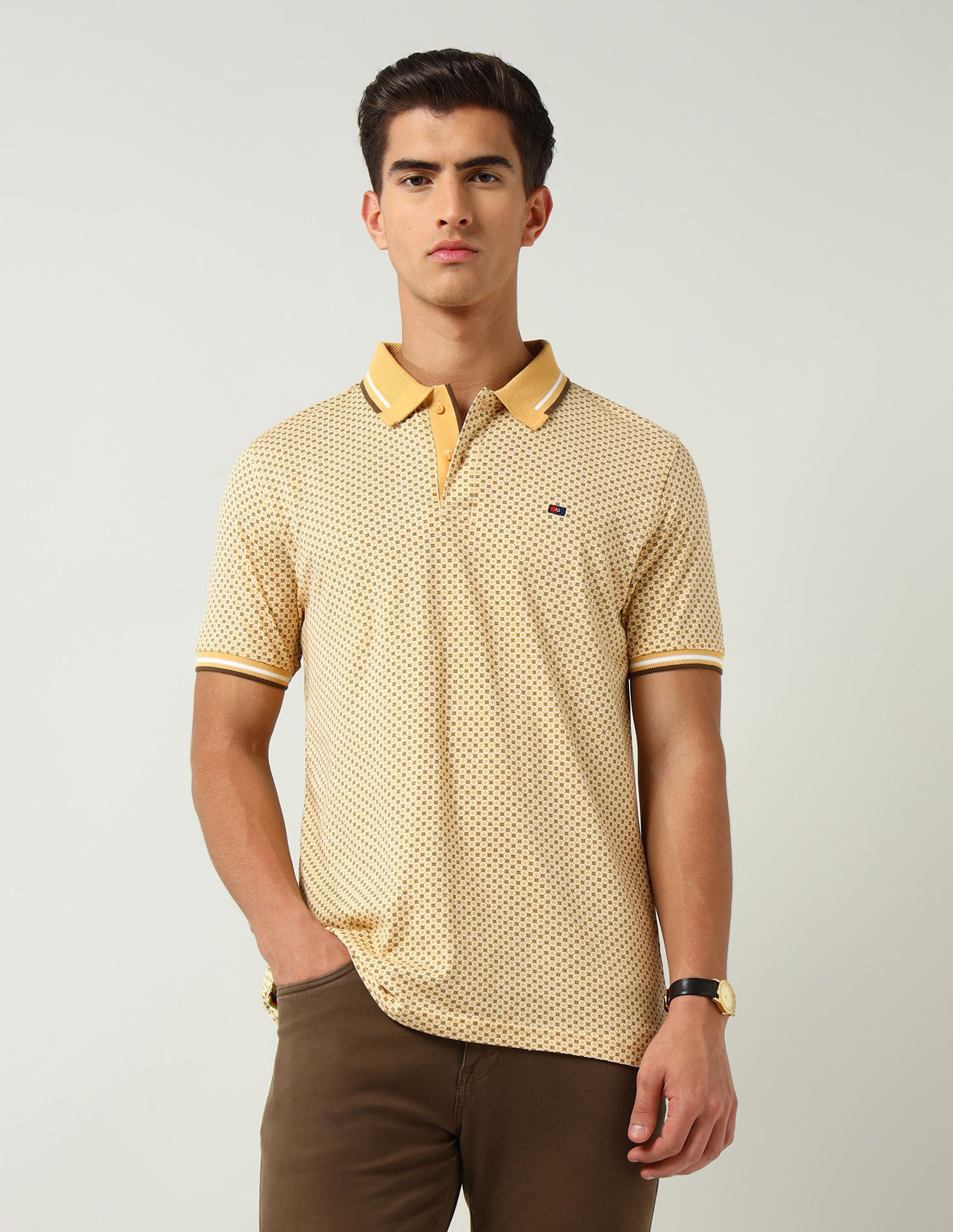 City Adventure Modern Slim Fit Geometric Printed Polo Shirt