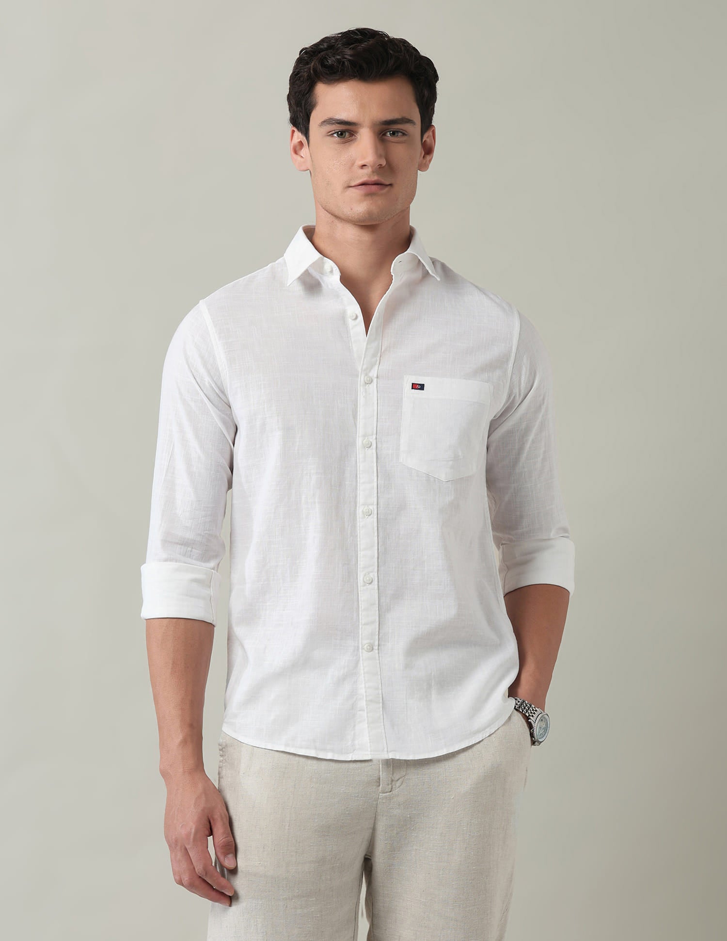 Solid Slim Fit Dobby Shirt
