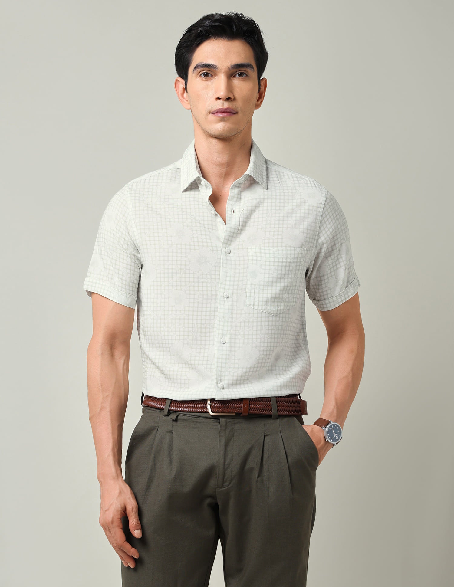 Floral Slim Fit Regular Weave Shirt