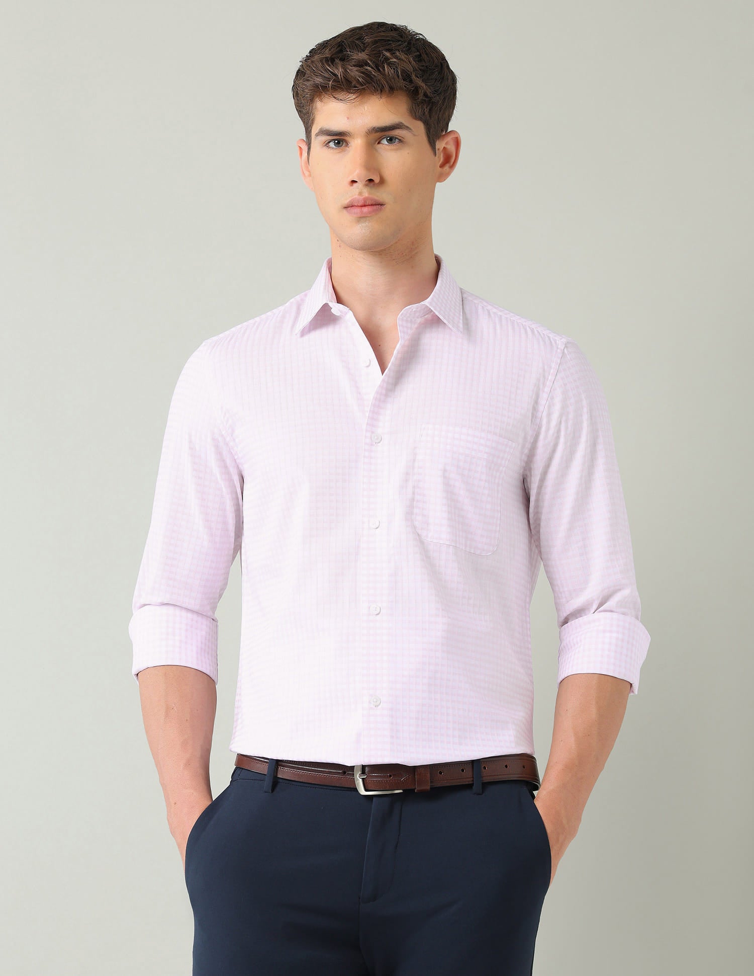 Vertical Striped Dobby Weave Regular Fit Shirt