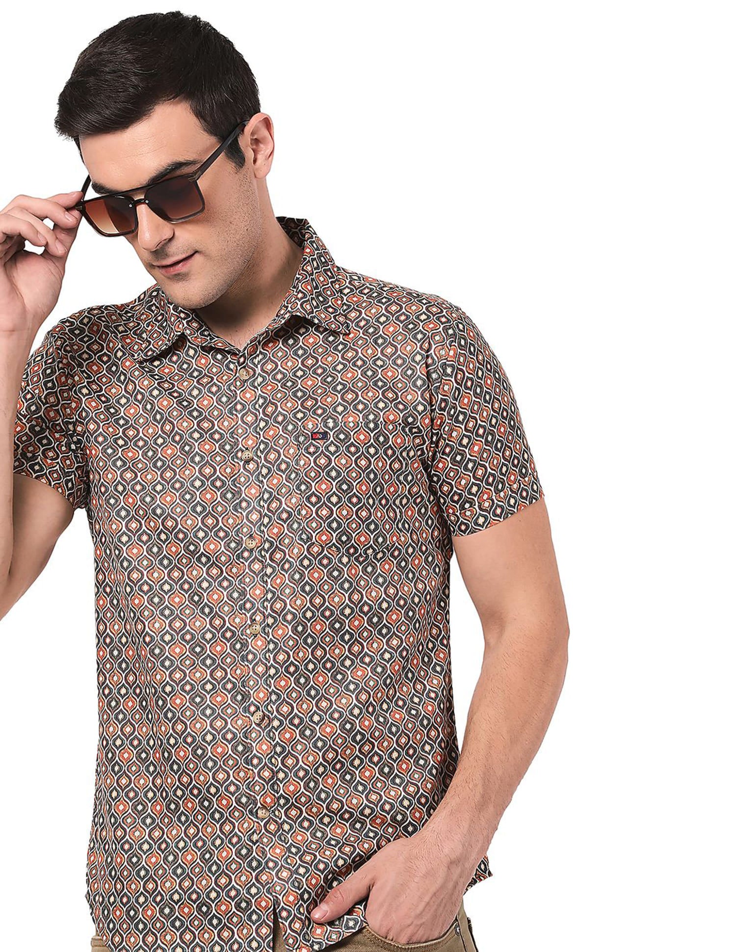 Geometric Print Slim Casual Shirt