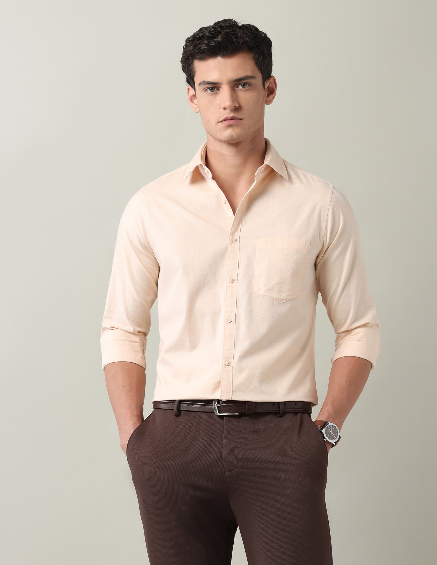 Solid Slim Fit Twill Shirt