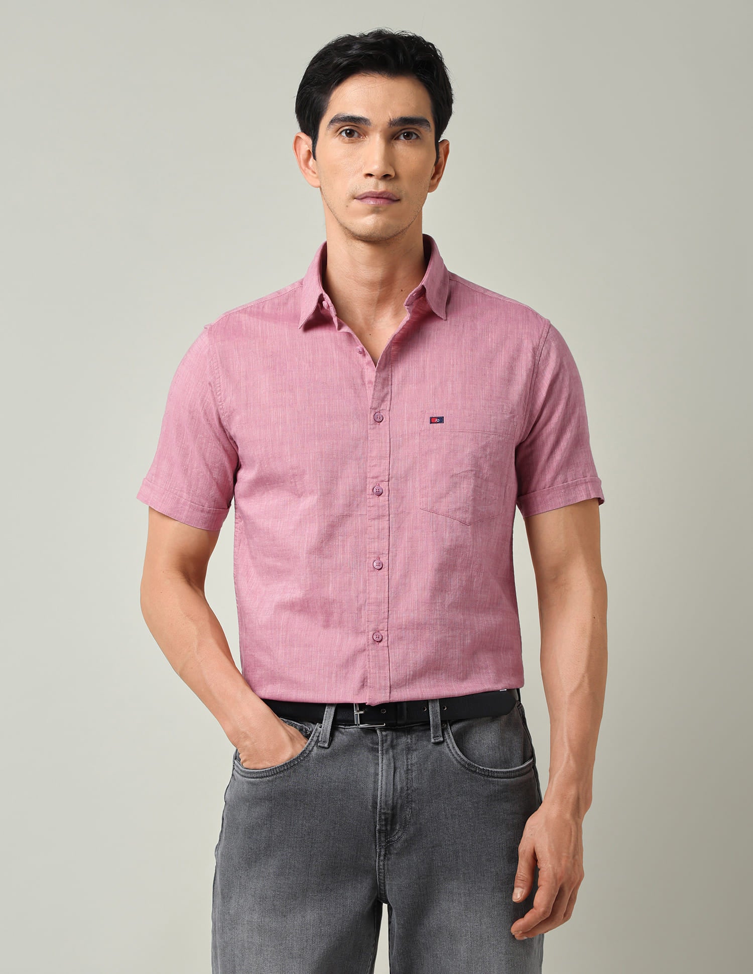 Modern Slim Fit All-Over Self Design Shirt
