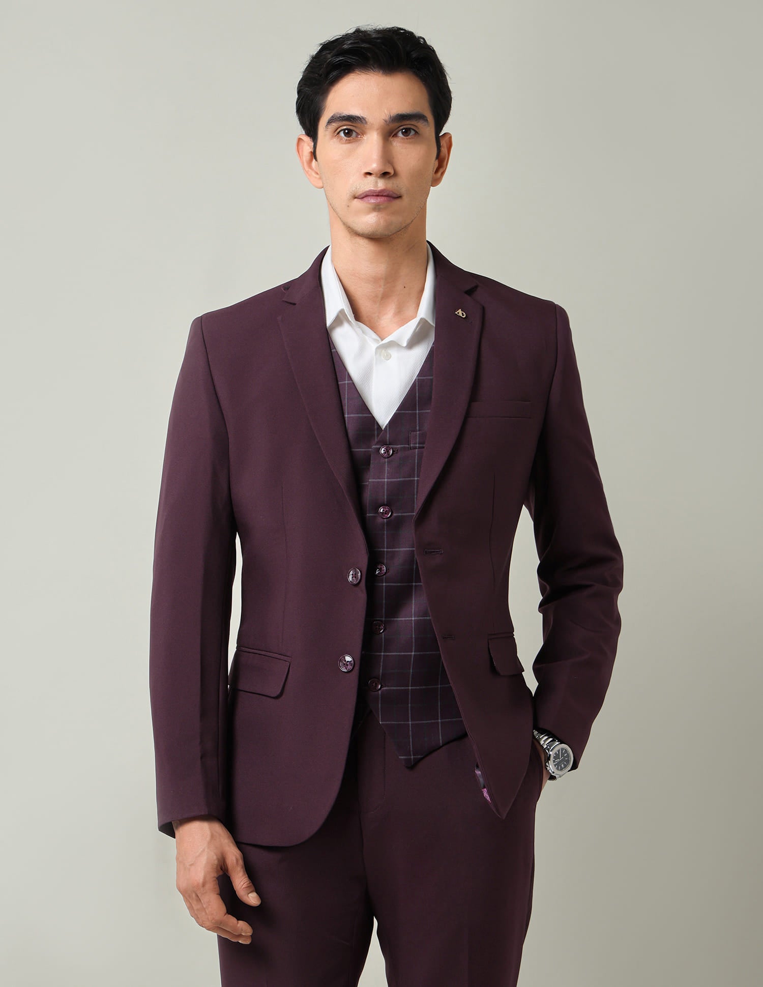 Style Elevated Solid Regular Fit Suit